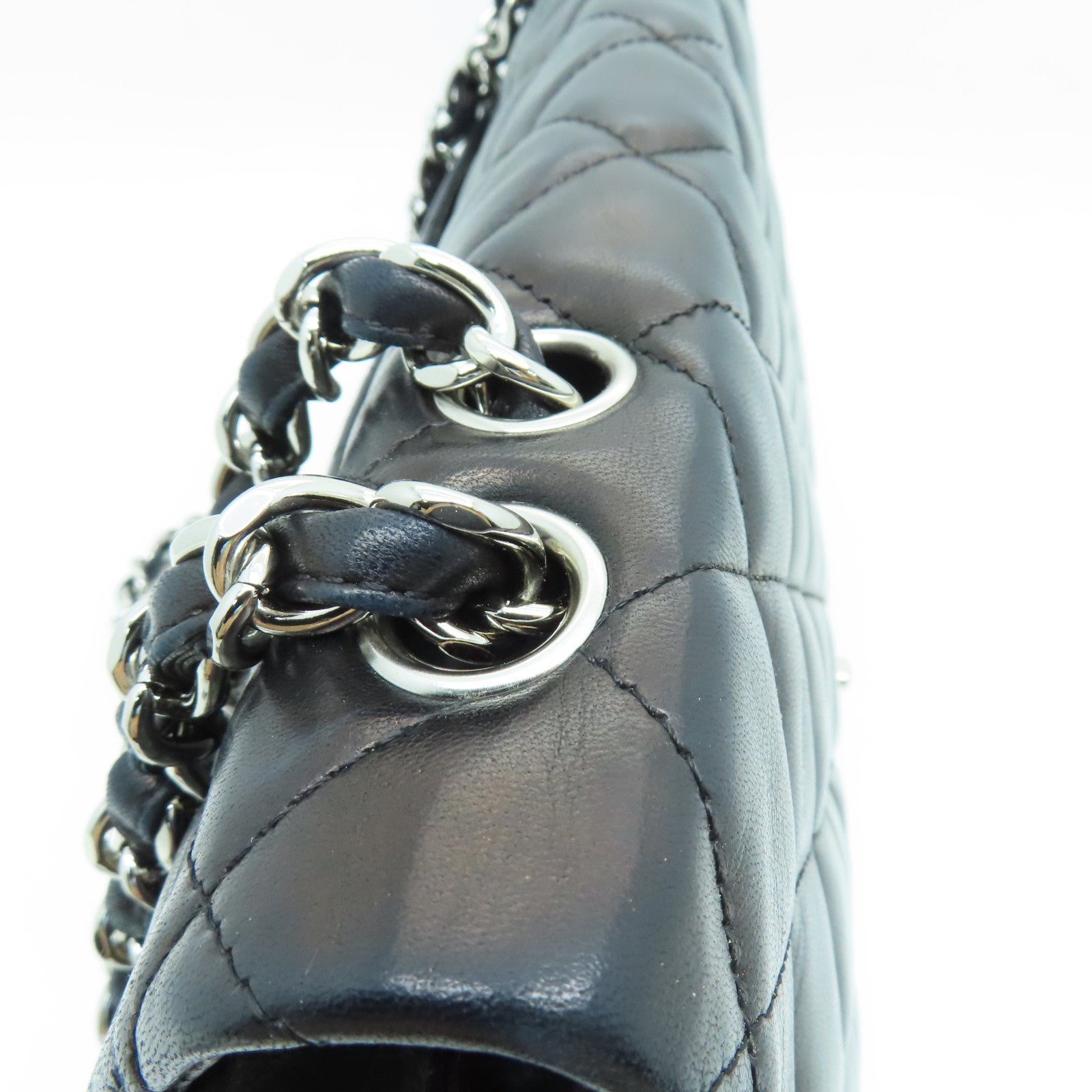 CHANEL Rhombus Sheepskin Leather Chain Shoulder Bag Chain Belt Shoulder Bag Black
