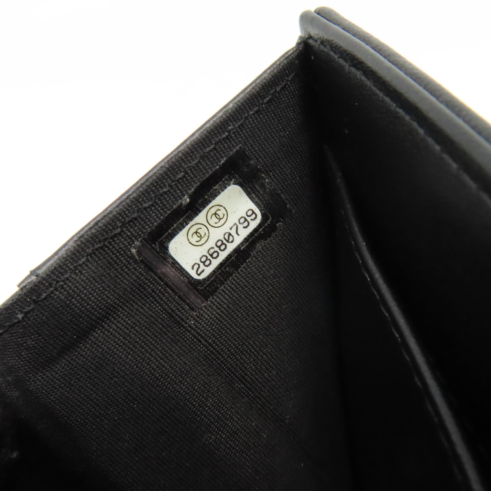 CHANEL 牛皮皮革Mini Wallet銀扣迷你錢包黑色