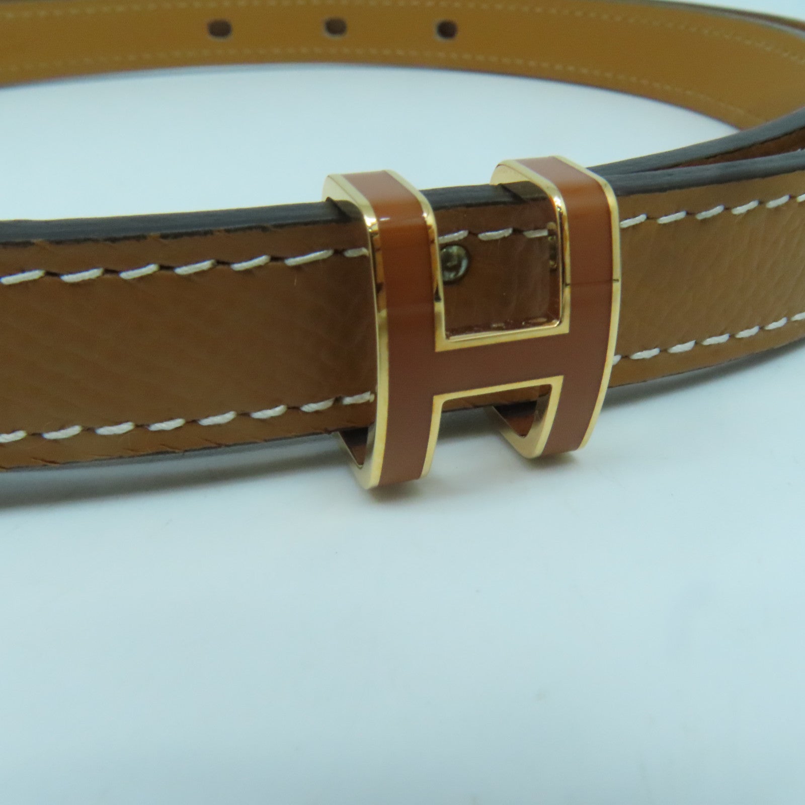 HERMES Epsom皮革Pop H 15 Belt金扣皮帶啡色