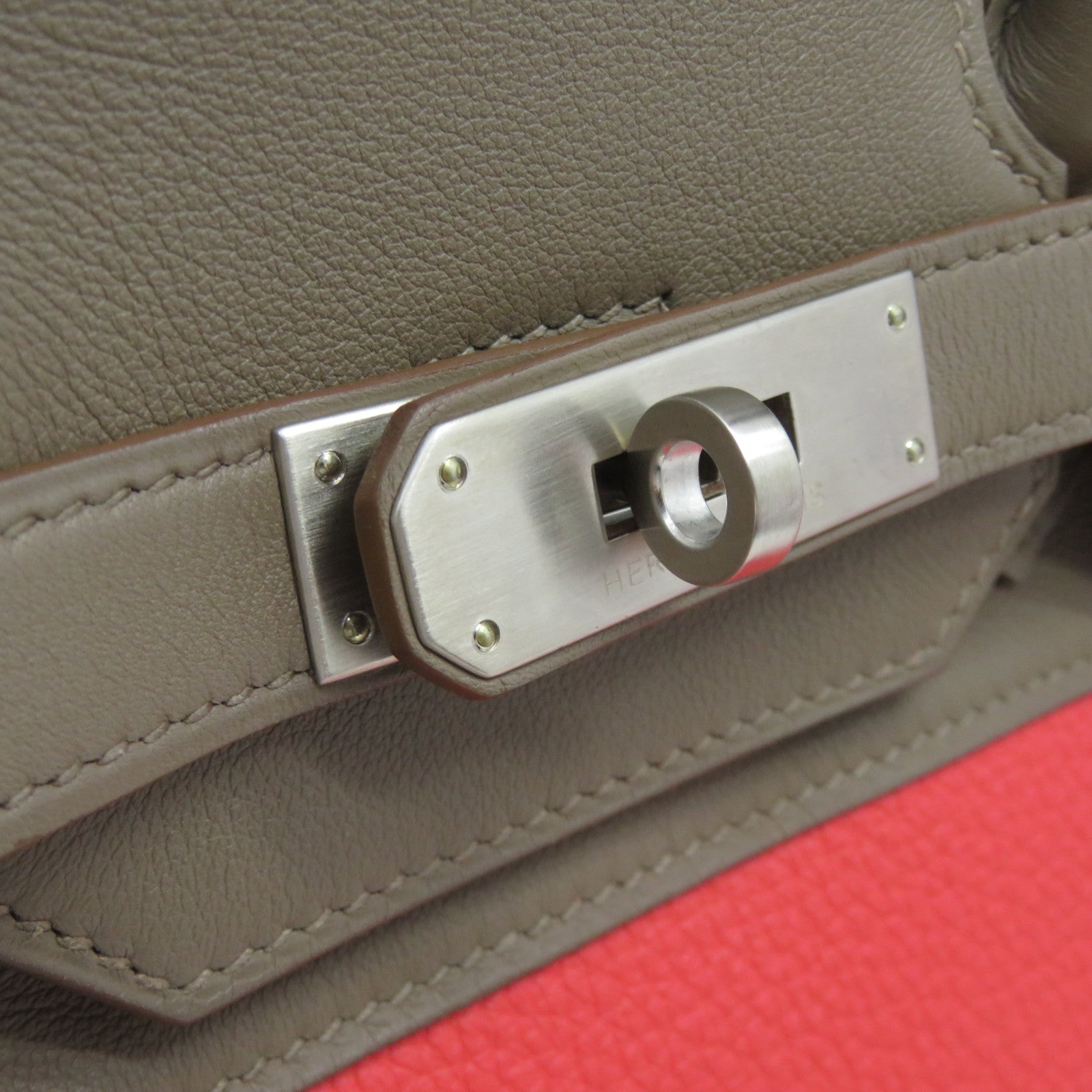 HERMES 【激减优惠】Swift皮革银扣Birkin 35 Hand Bag手挽袋啡色/粉红色