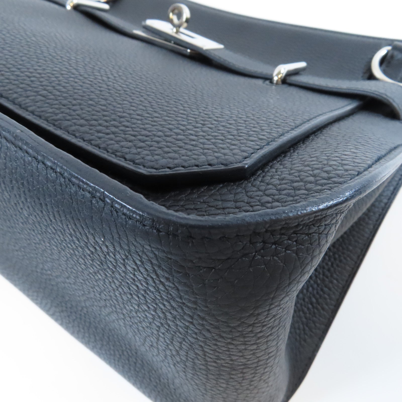 HERMES Clemence皮革Jypsiere 31銀扣肩背袋Noir黑色