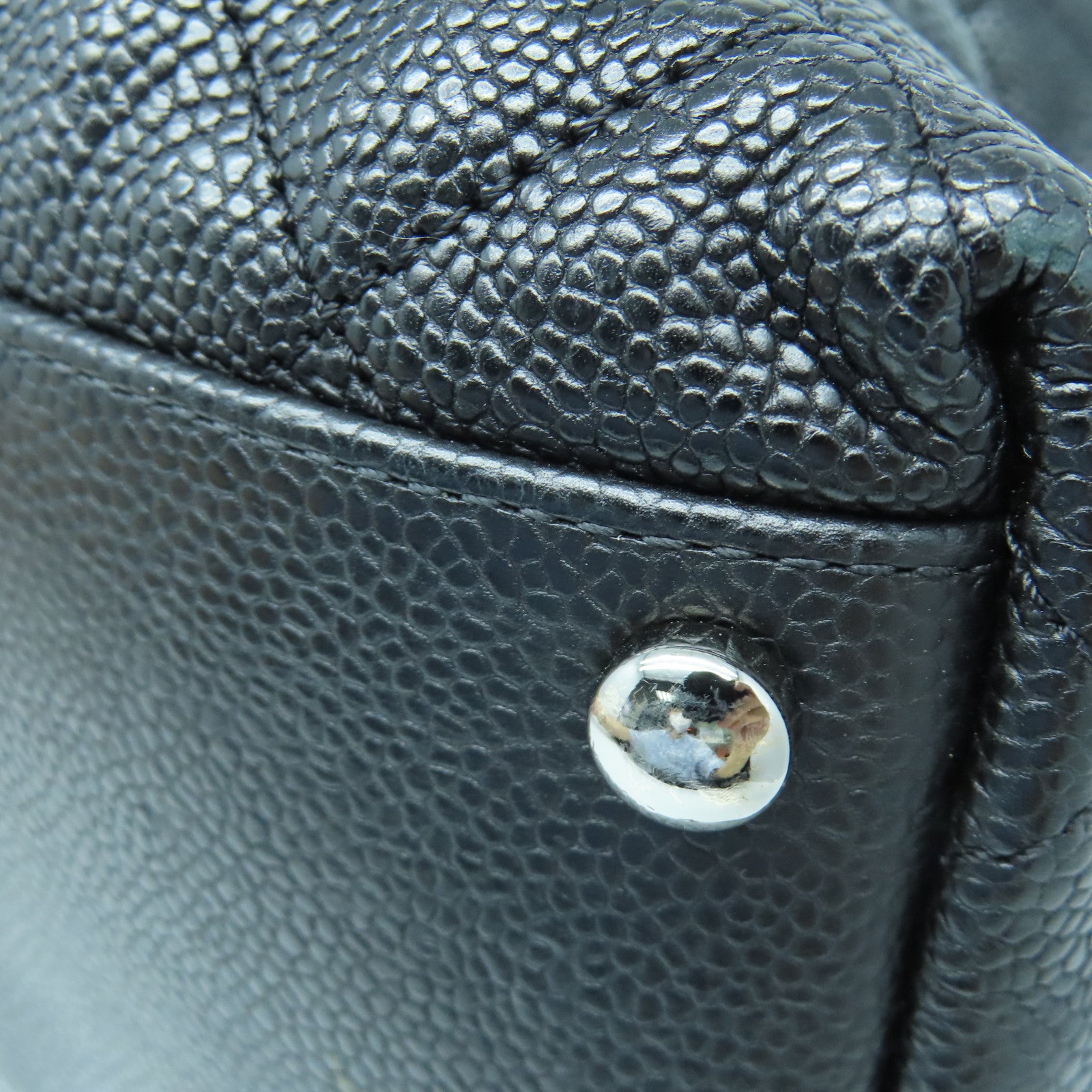 CHANEL 菱格牛皮皮革Shoulder Bag銀扣手挽肩背兩用袋黑色
