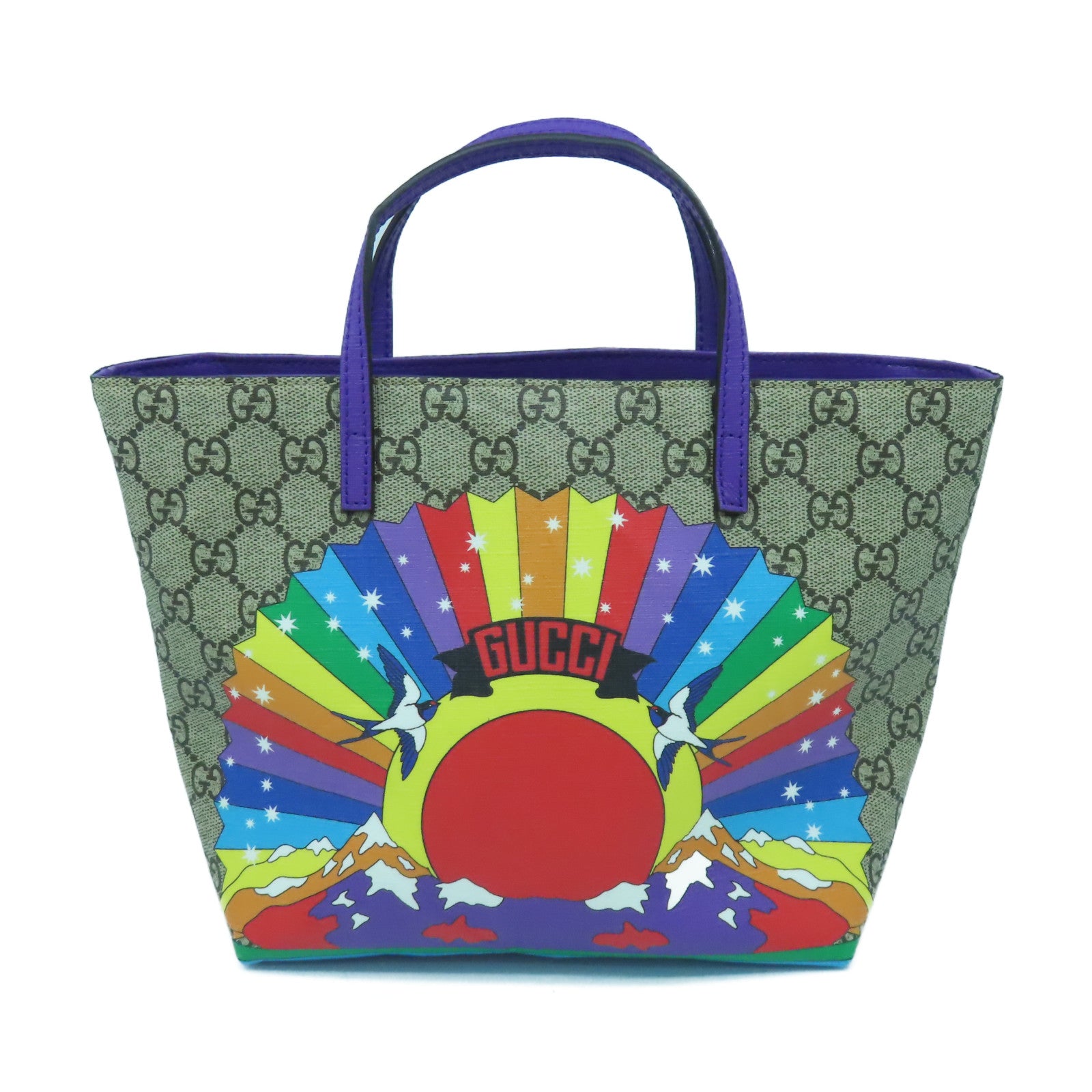 GUCCI 塗層帆布Hand Bag銀扣手挽袋啡色