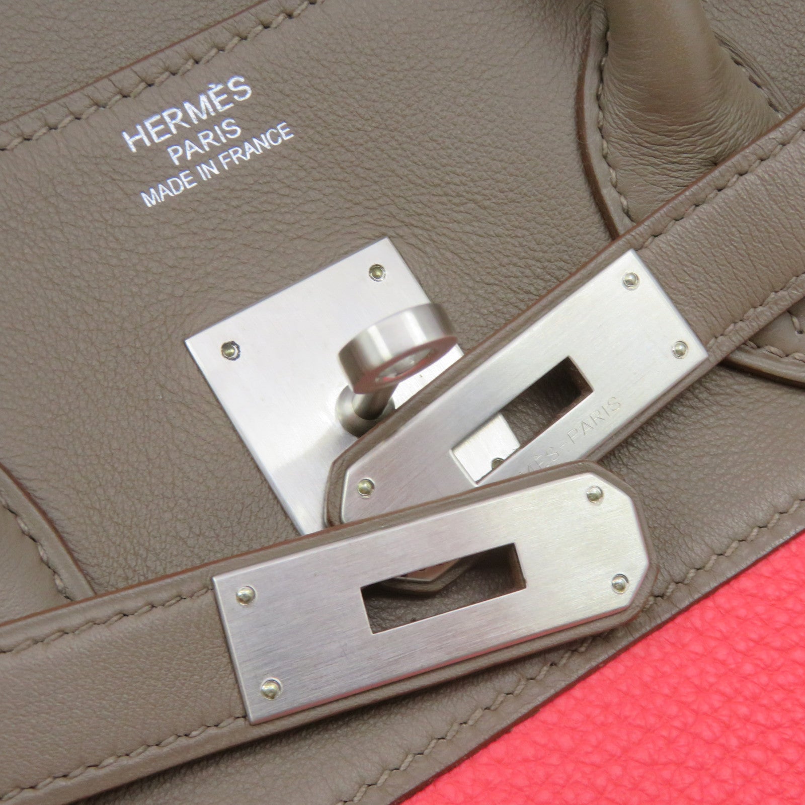 HERMES 【激减优惠】Swift皮革银扣Birkin 35 Hand Bag手挽袋啡色/粉红色
