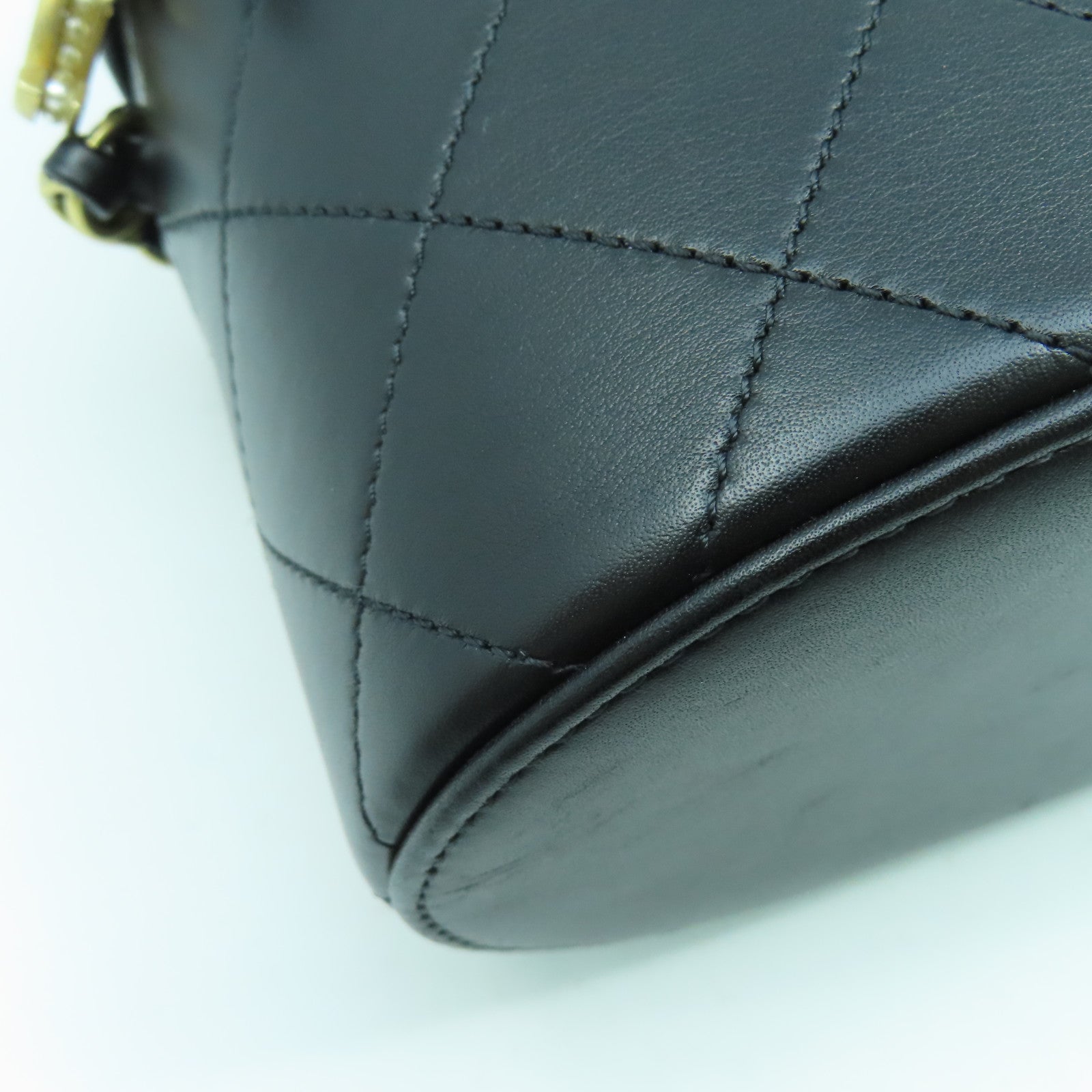 CHANEL 菱格牛皮皮革Chain Shoulder Bag金扣鏈帶肩背袋黑色