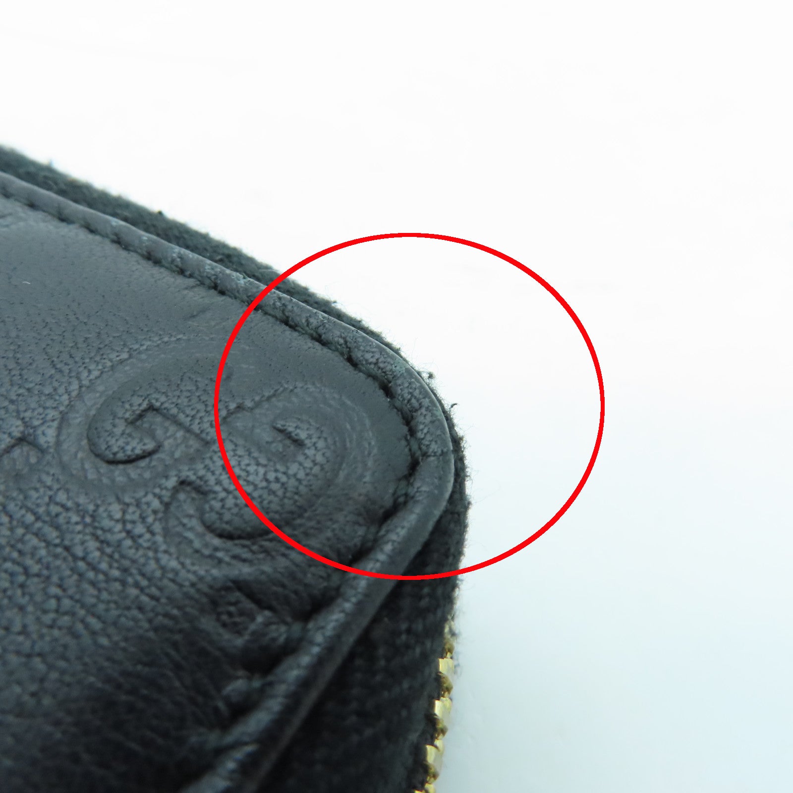 GUCCI Cowhide Leather Wallet Gold Buckle Wallet Black