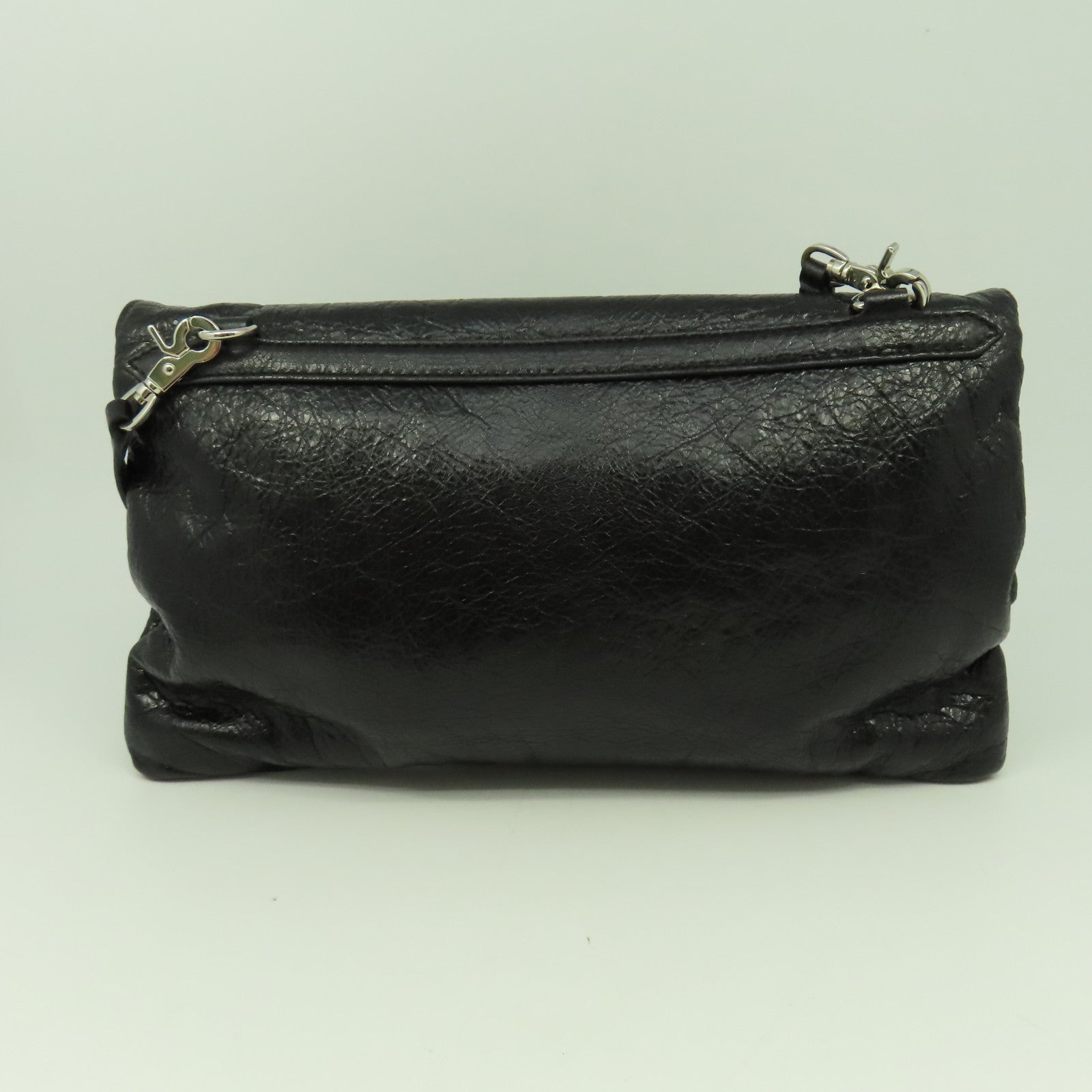 BALENCIAGA 牛皮皮革Shoulder Bag銀扣肩背袋黑色
