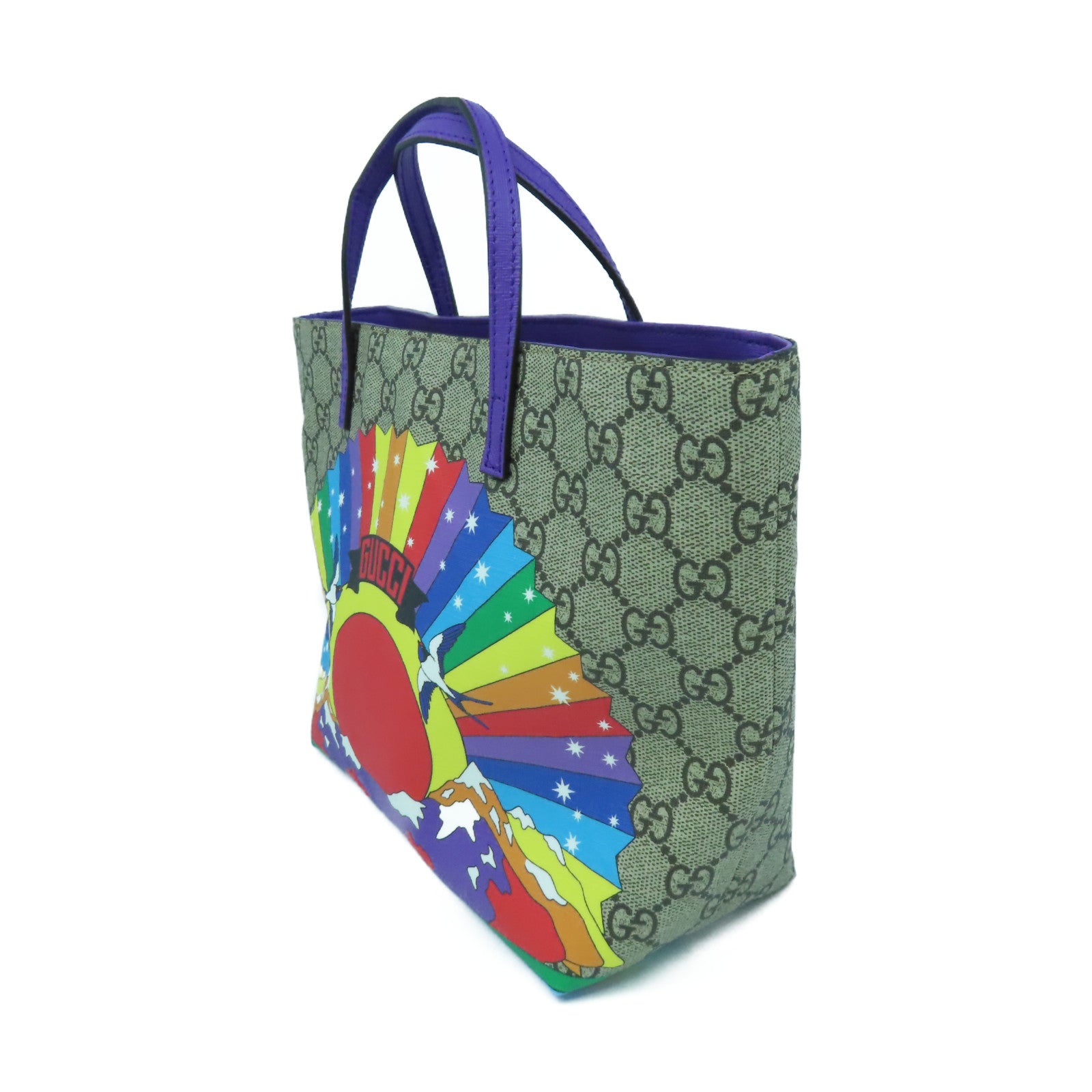 GUCCI 塗層帆布Hand Bag銀扣手挽袋啡色