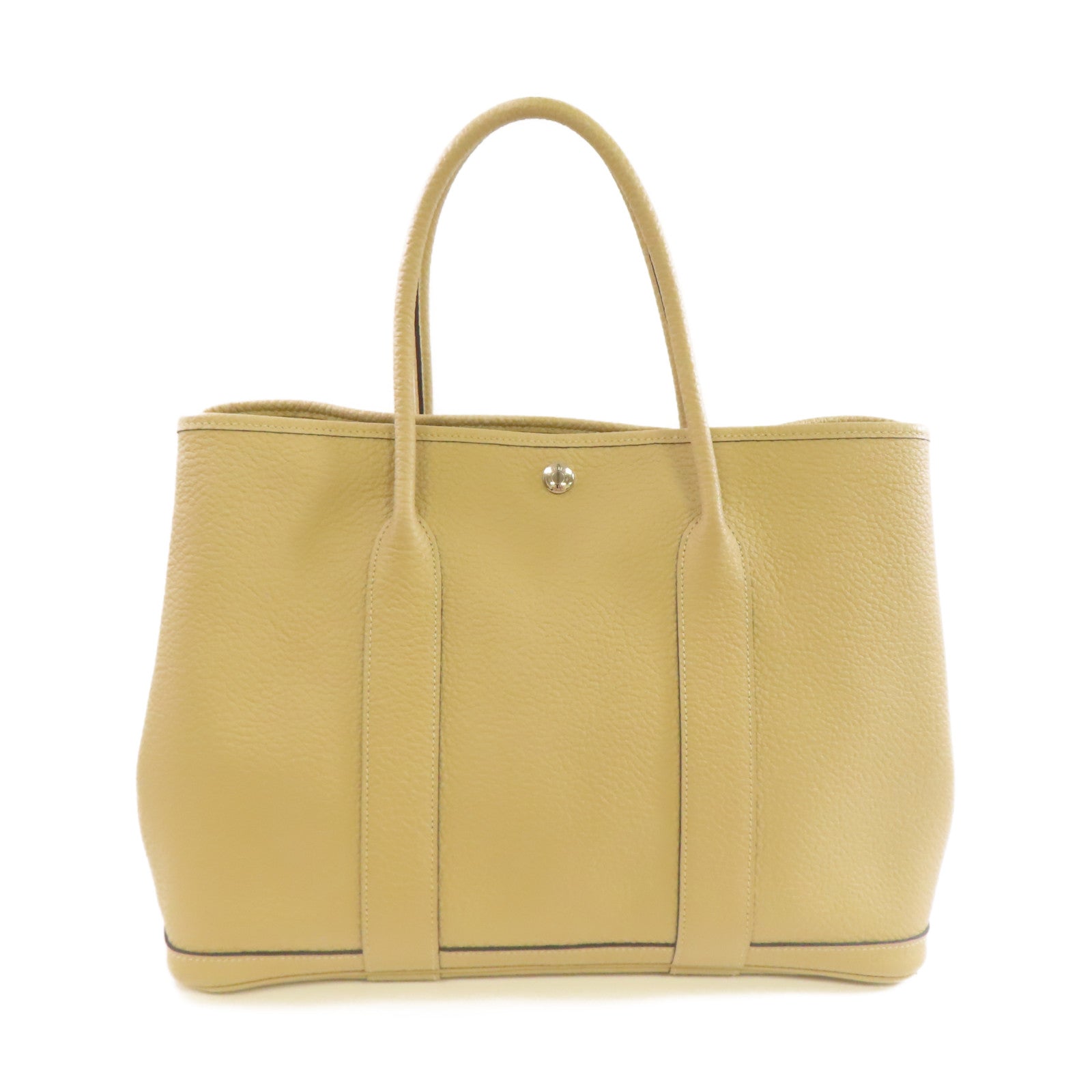HERMES Country皮革Garden Party PM Tote Bag銀扣手挽袋Trench/奶茶色