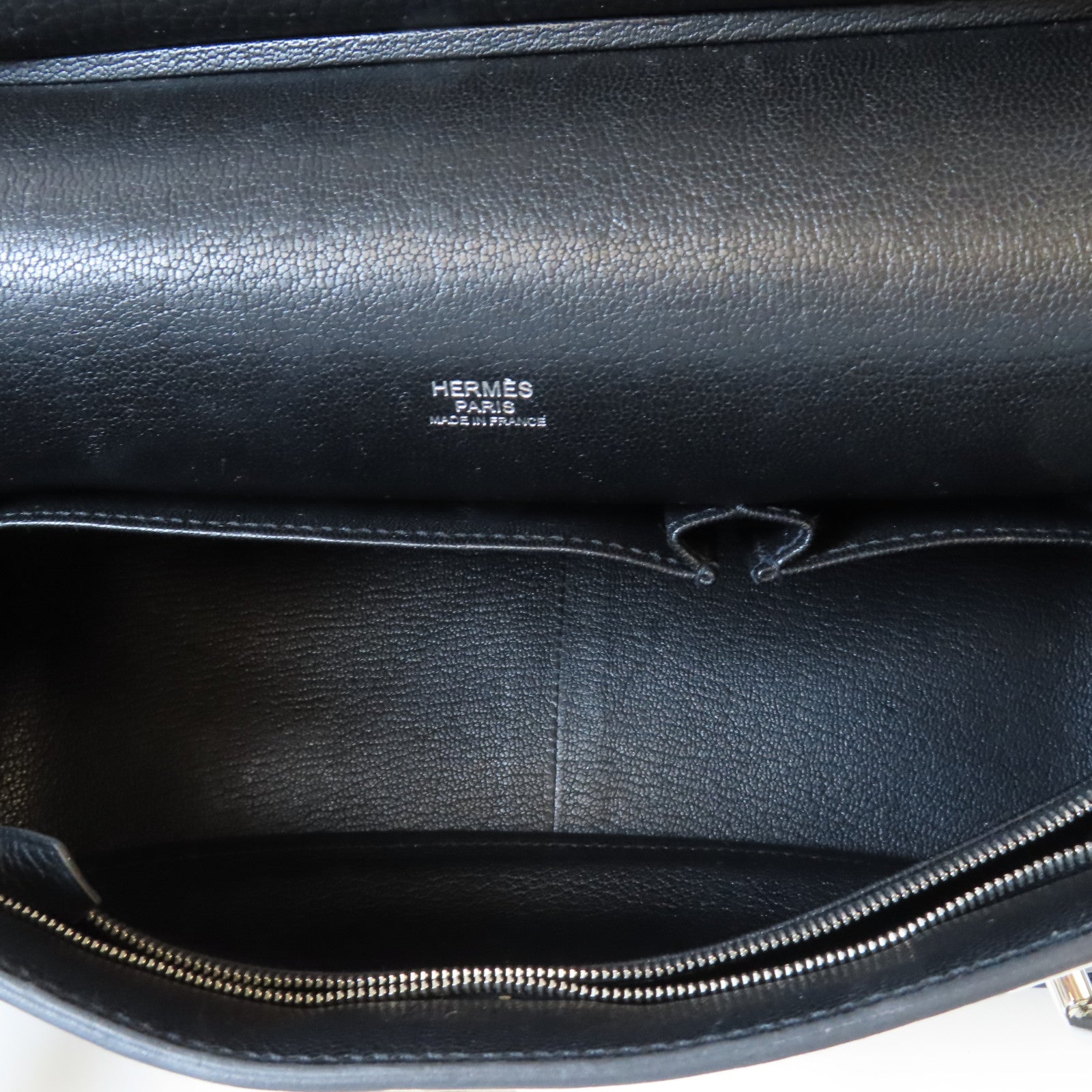 HERMES Clemence皮革Jypsiere 31銀扣肩背袋Noir黑色