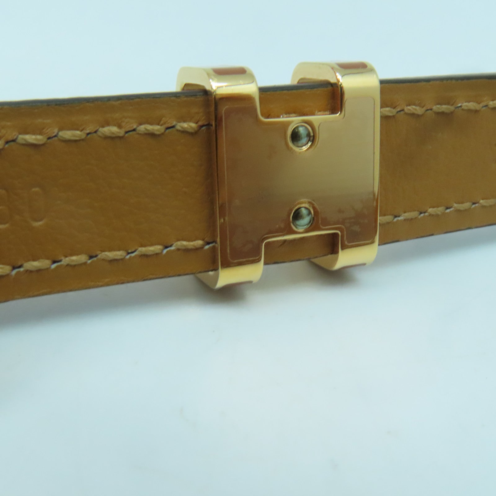 HERMES Epsom皮革Pop H 15 Belt金扣皮帶啡色