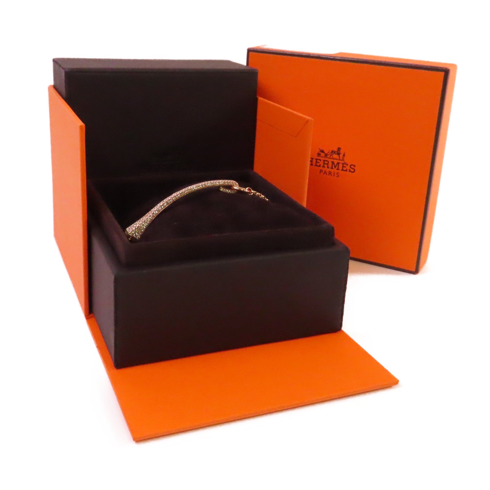 HERMES 18K玫瑰金1.27ct鑽石Clou De Forge Bracelet手鏈