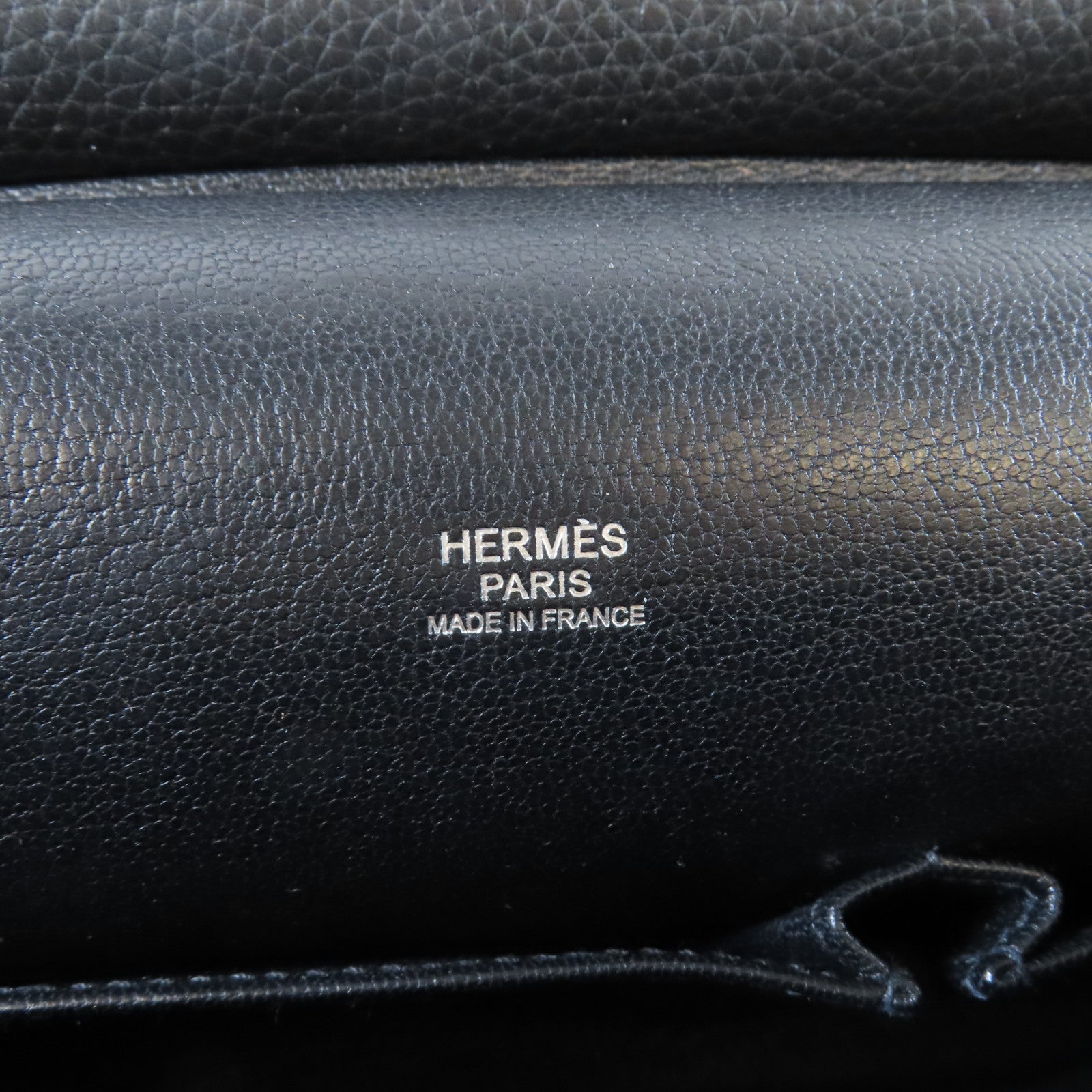 HERMES Clemence皮革Jypsiere 31銀扣肩背袋Noir黑色
