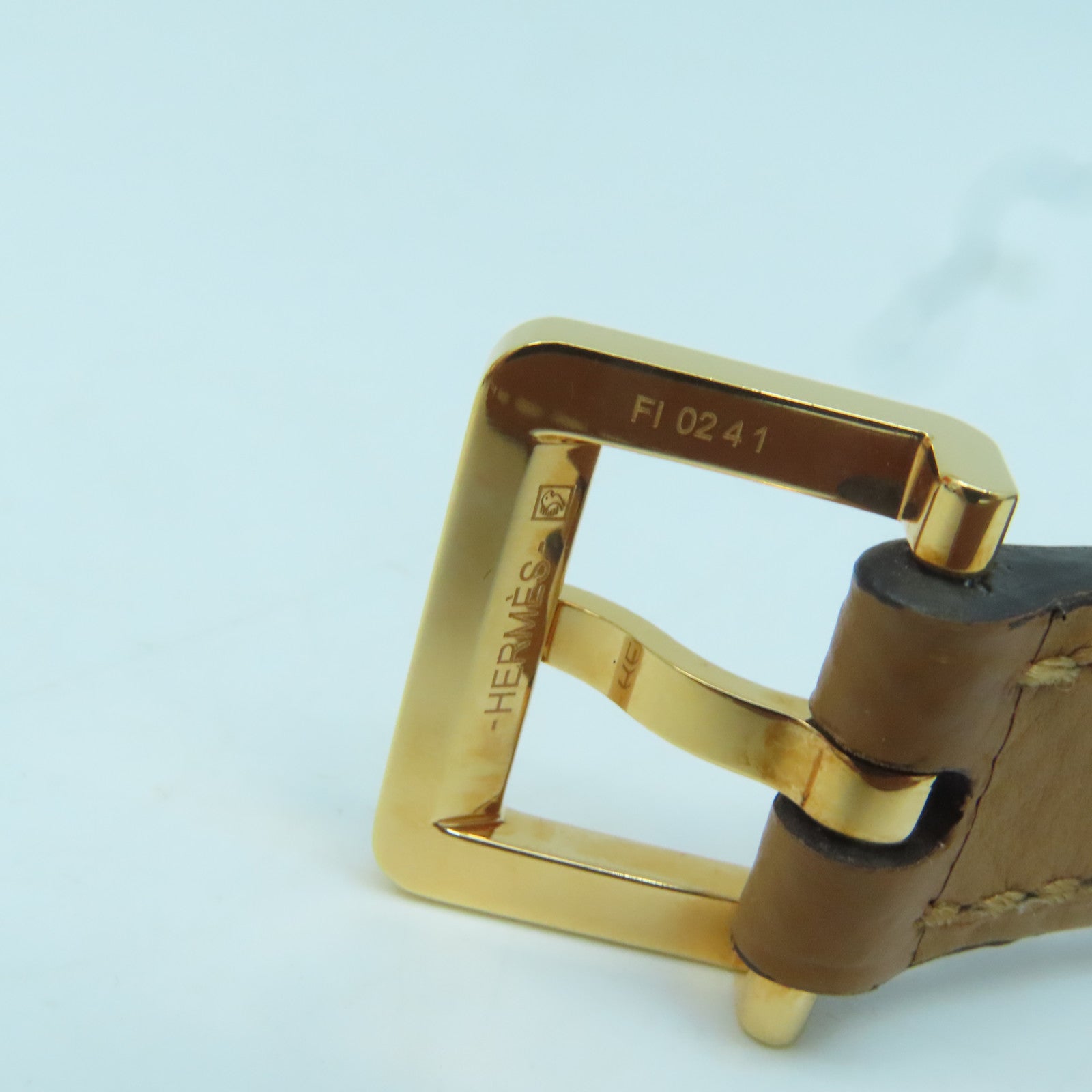 HERMES Epsom皮革Pop H 15 Belt金扣皮帶啡色