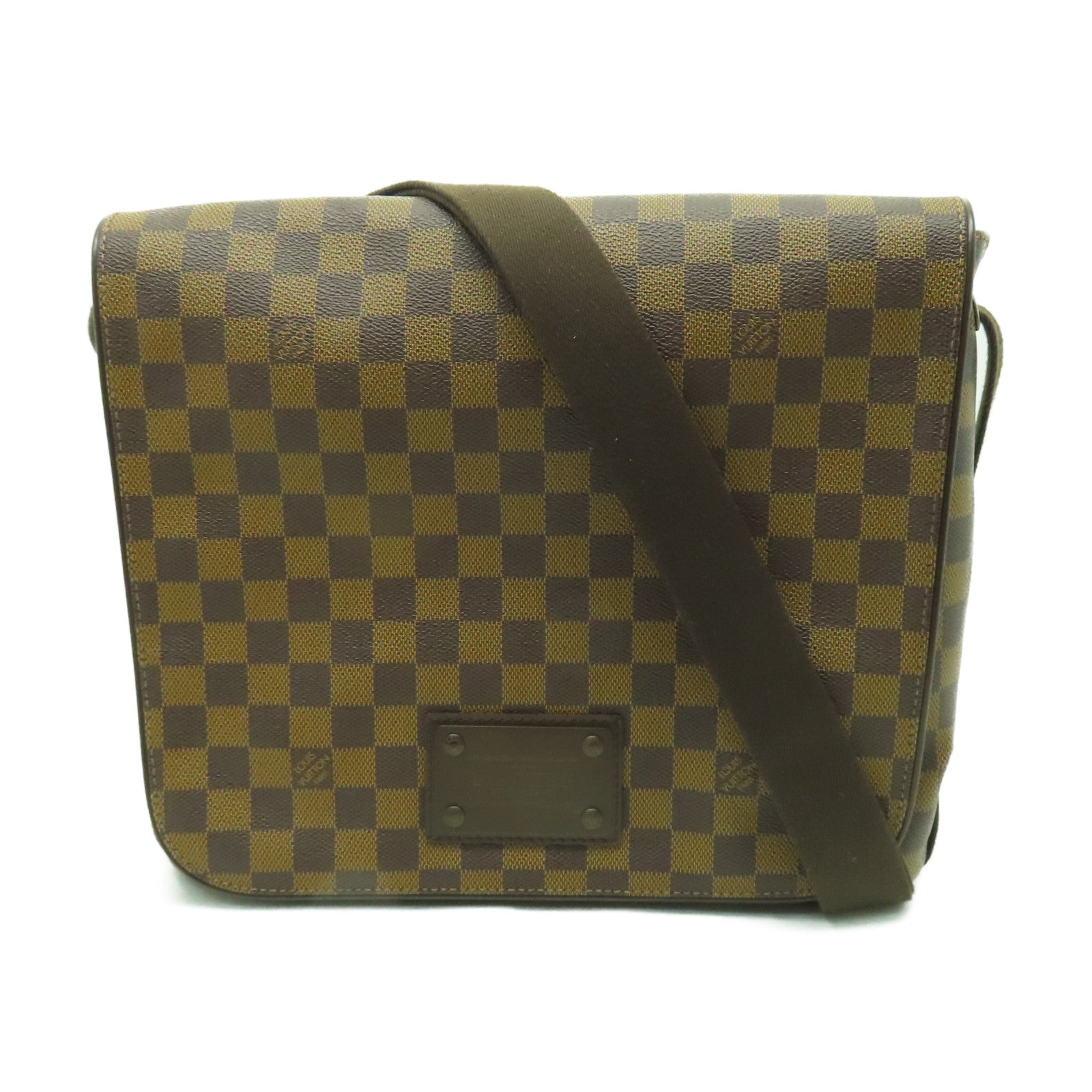 LOUIS VUITTON Damier Brooklyn MM金扣肩背袋啡色