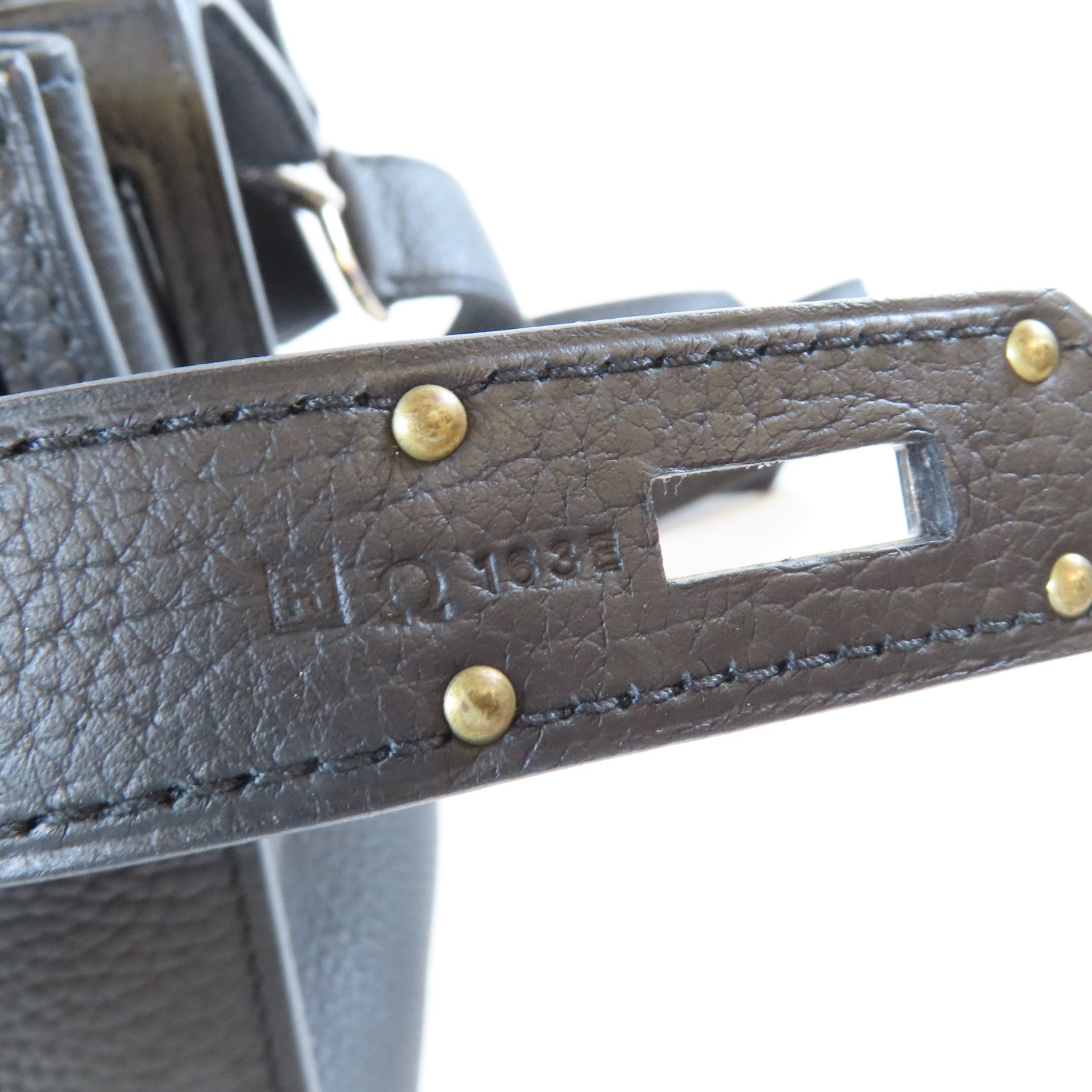 HERMES Clemence皮革Jypsiere 31銀扣肩背袋Noir黑色