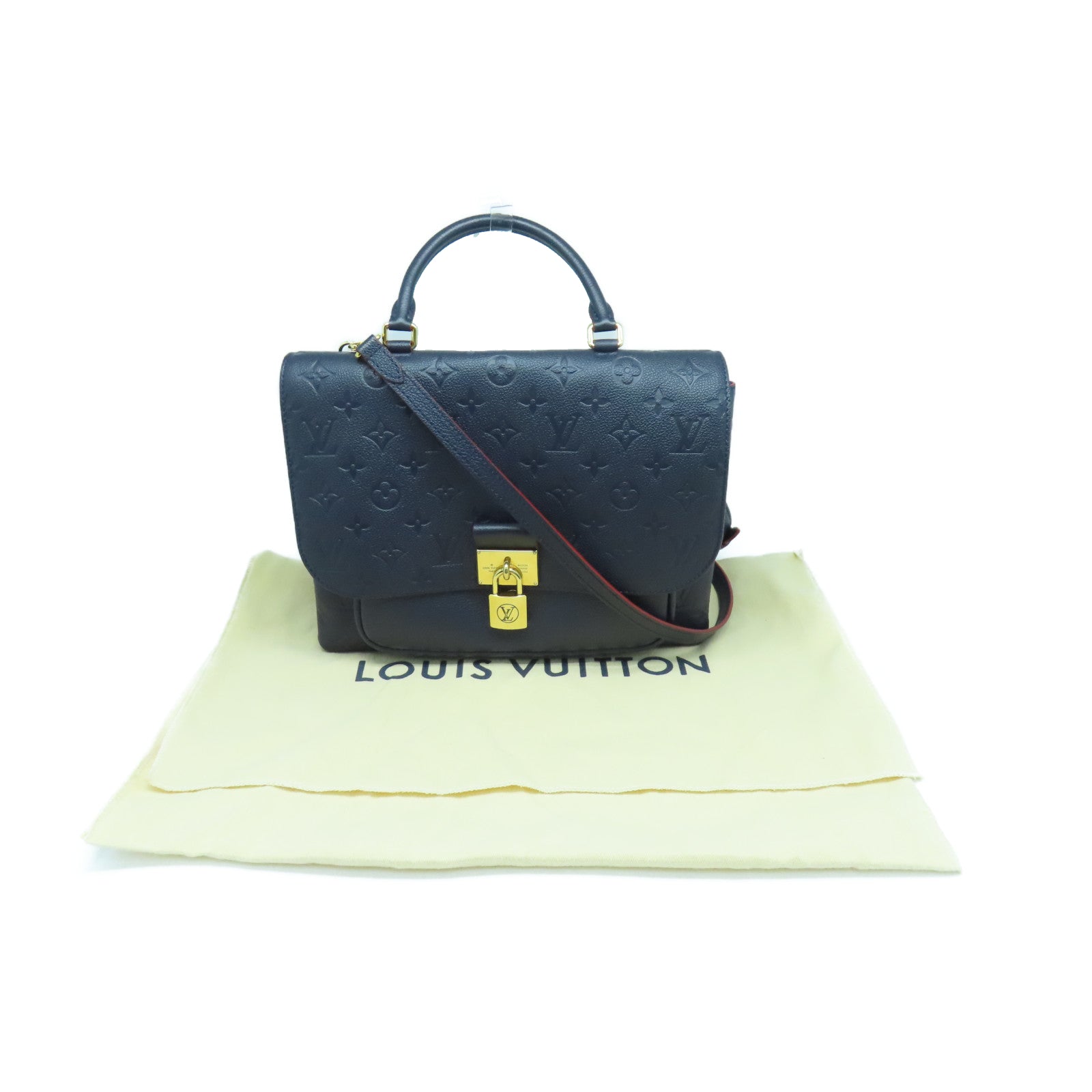 LOUIS VUITTON Monogram Empreinte Marignan金扣手挽肩背兩用袋藍色/紅色