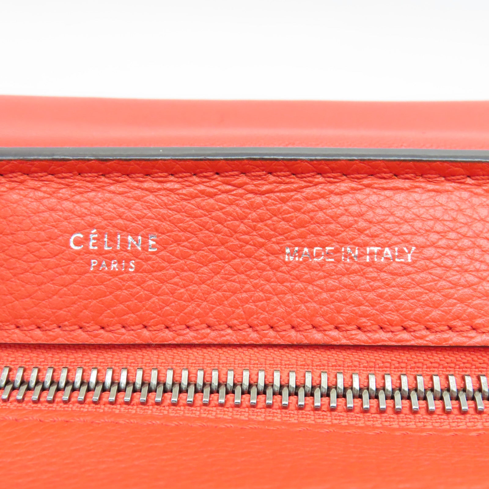 CELINE 牛皮皮革Trapeze銀扣手挽肩背兩用袋橙色