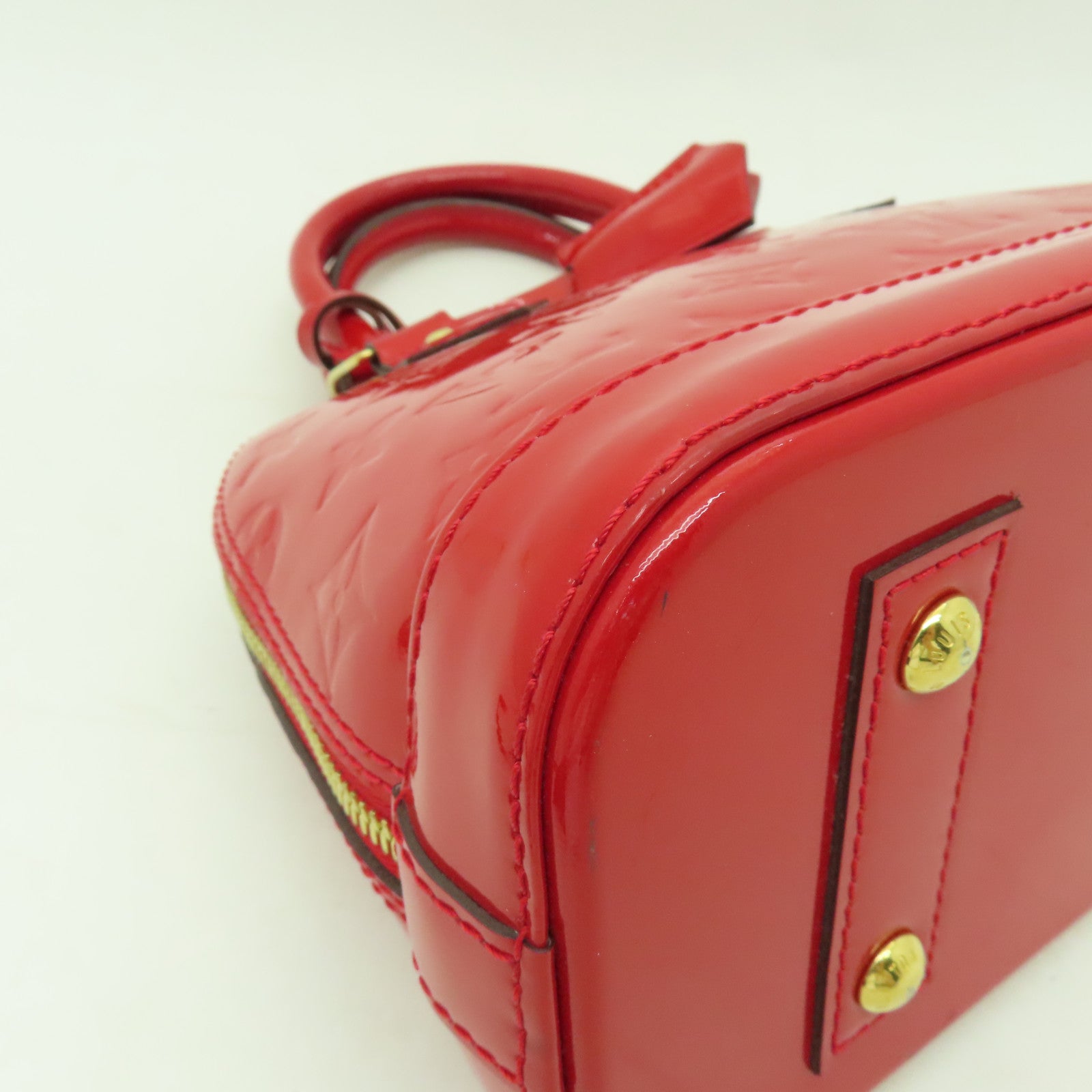 LOUIS VUITTON Vernis Alma BB金扣手挽肩背兩用袋紅色