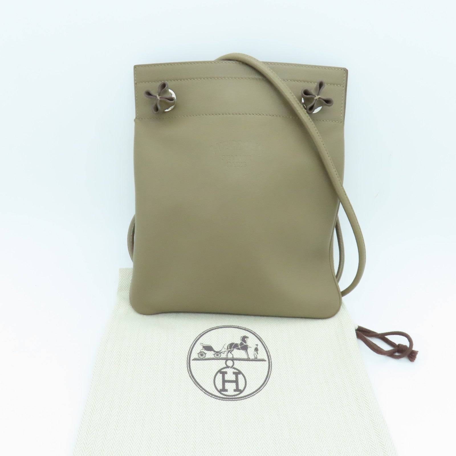 HERMES Swift皮革Aline Tote Bag银扣手挽袋啡色