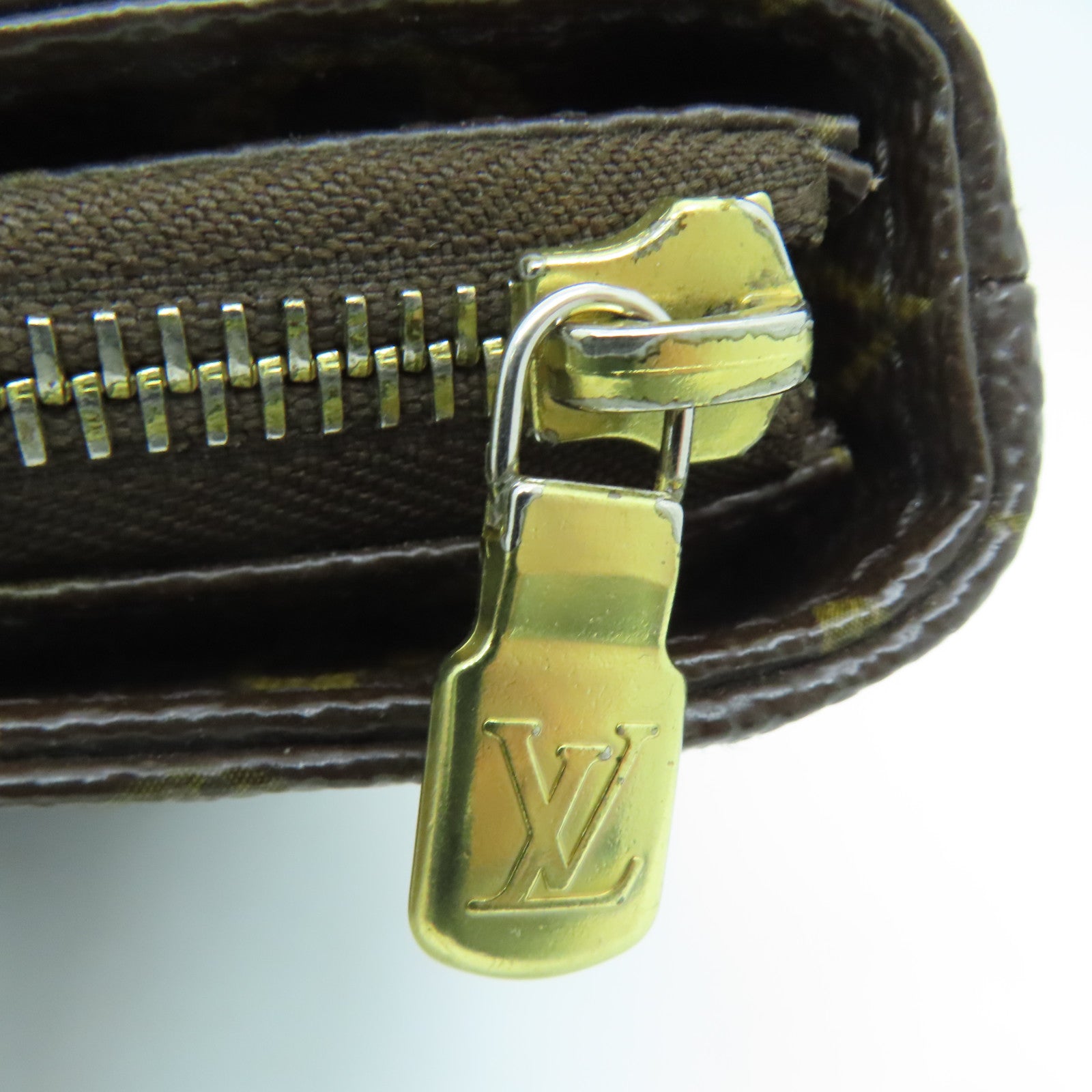 LOUIS VUITTON Monogram Cabas Mezzo金扣手挽袋啡色