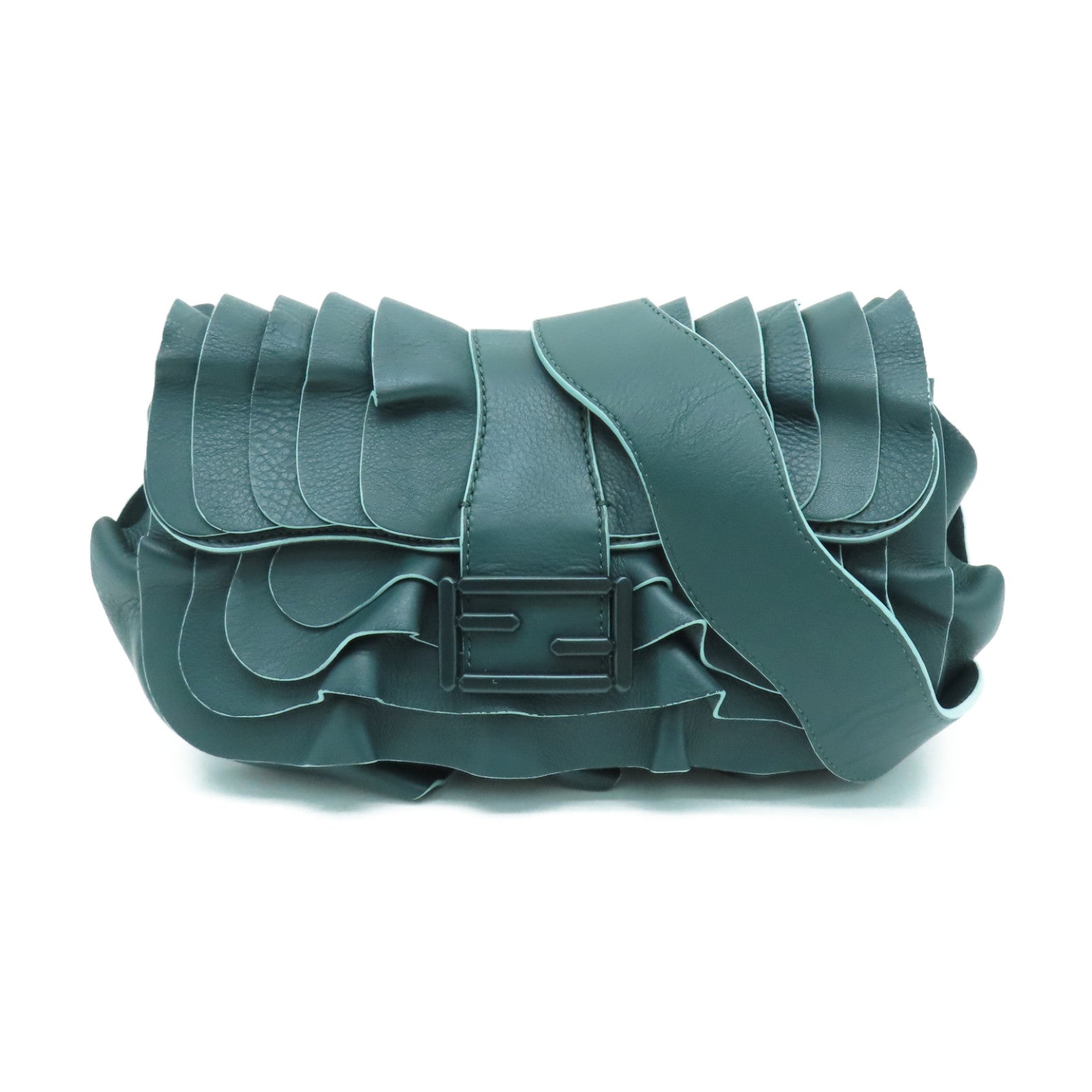 FENDI 牛皮皮革Shoulder Bag銀扣肩背袋綠色