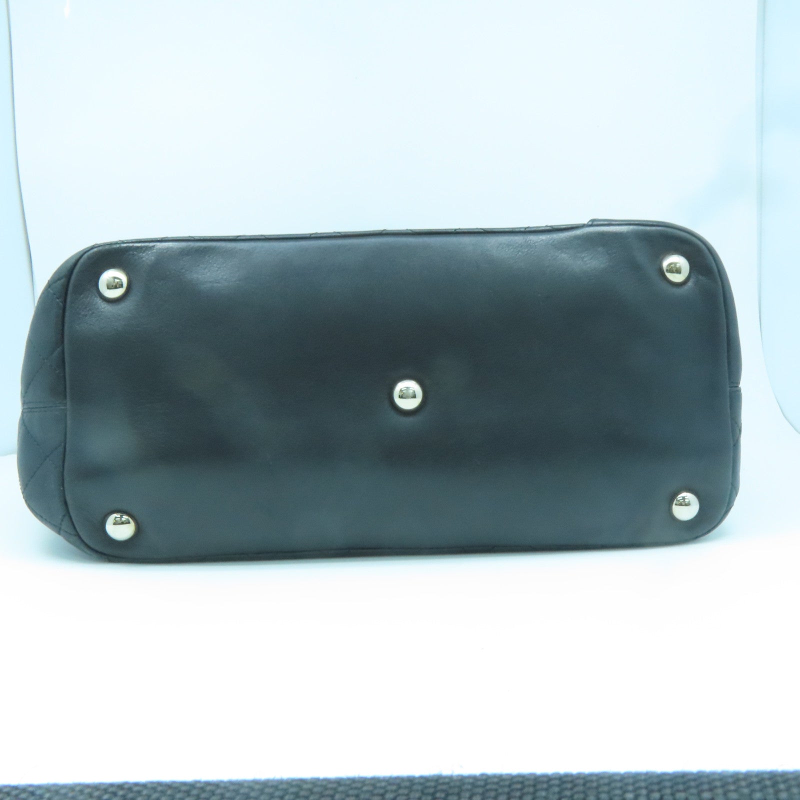 CHANEL 菱格牛皮皮革Cambon Totebag銀扣肩背袋黑色
