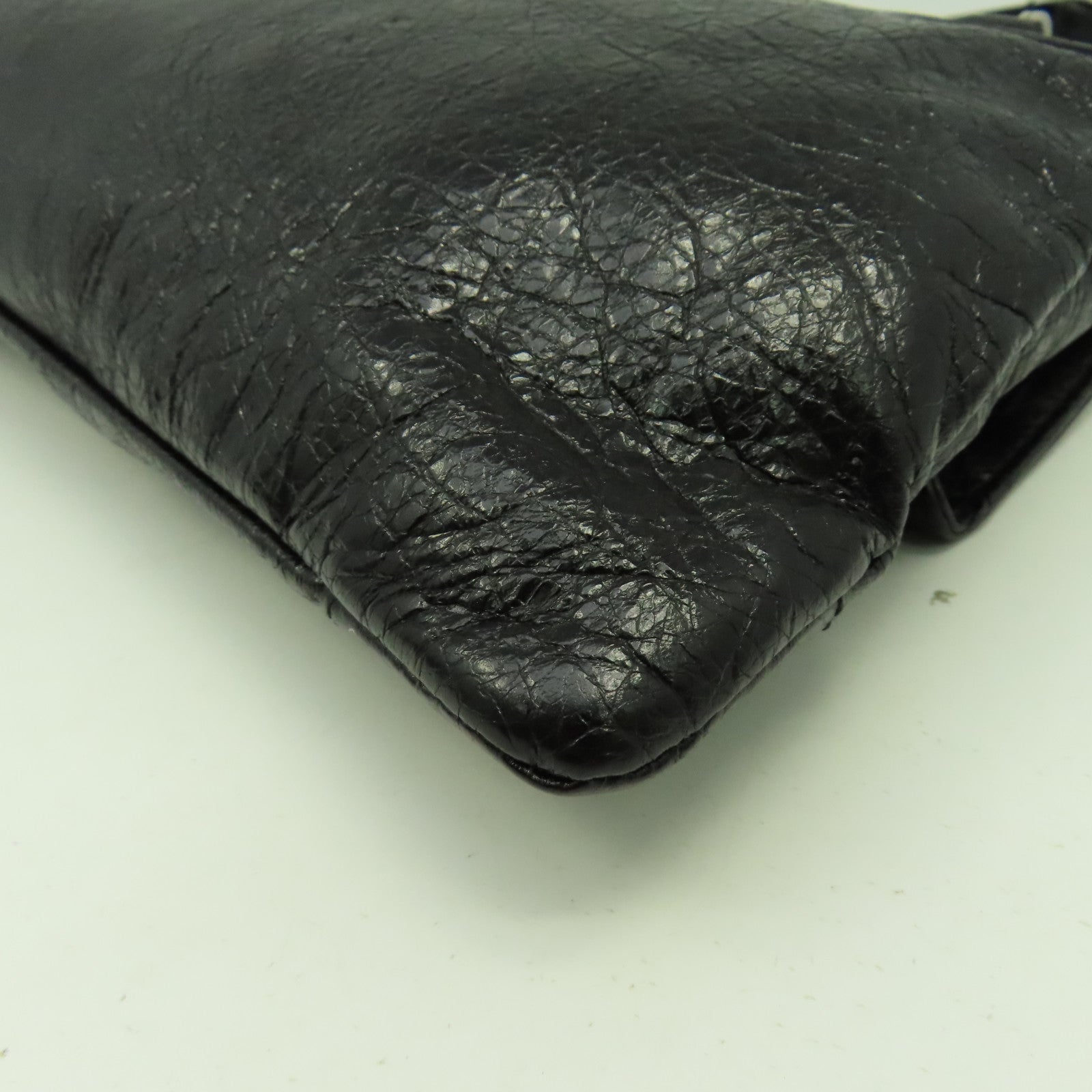 BALENCIAGA 牛皮皮革Shoulder Bag銀扣肩背袋黑色