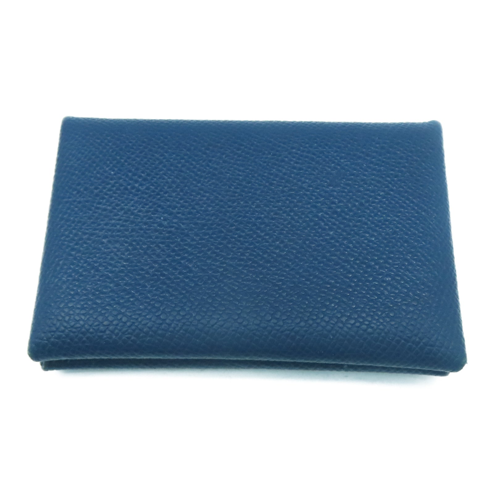 HERMES 【激減優惠】Epsom皮革Calvi Card Case銀扣卡片套Deep Blue深藍色