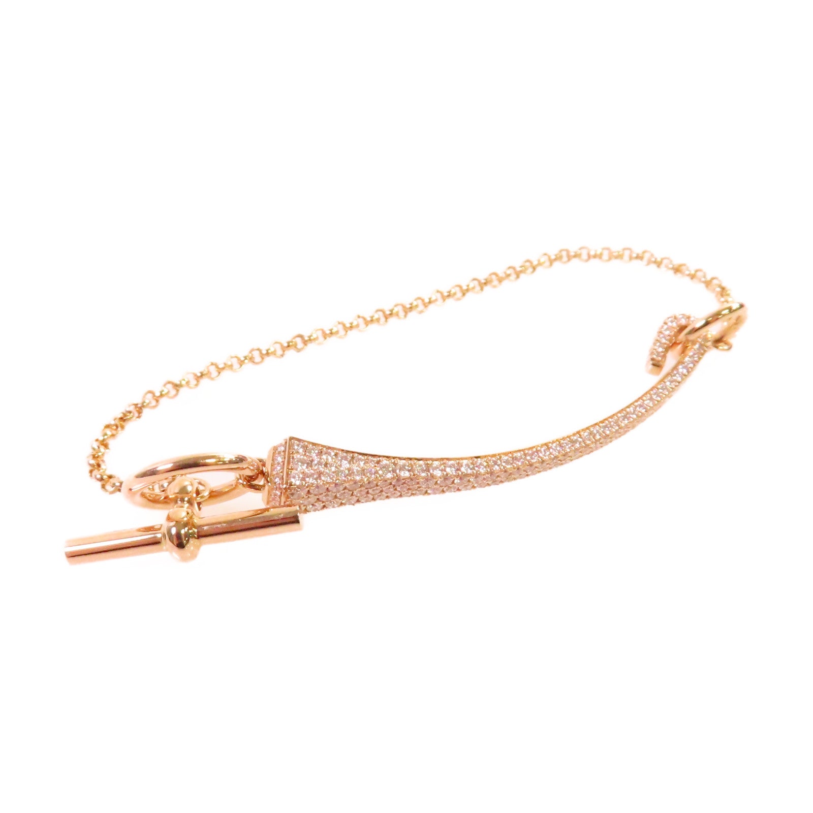 HERMES 18K玫瑰金1.27ct鑽石Clou De Forge Bracelet手鏈