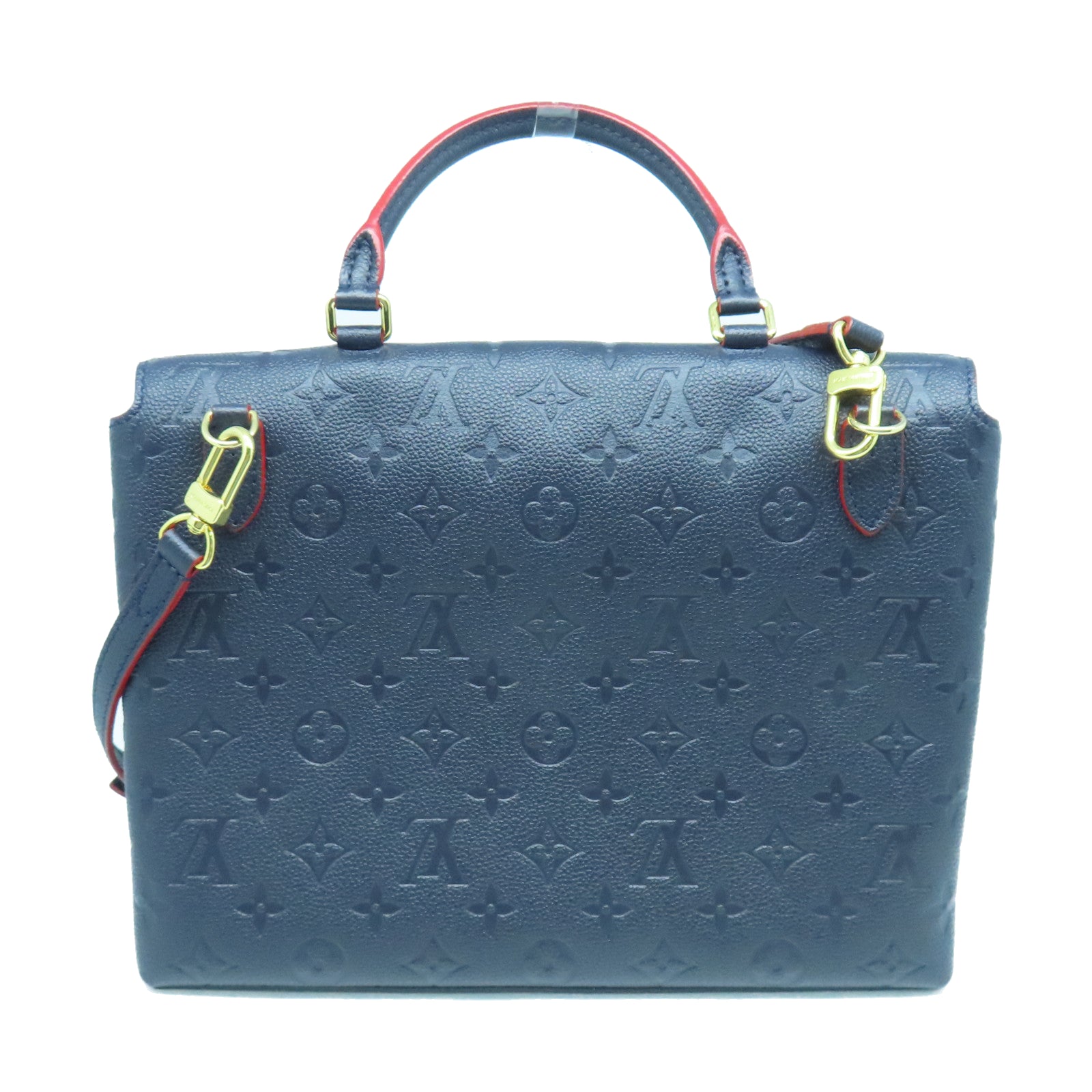 LOUIS VUITTON Monogram Empreinte Marignan金扣手挽肩背兩用袋藍色/紅色