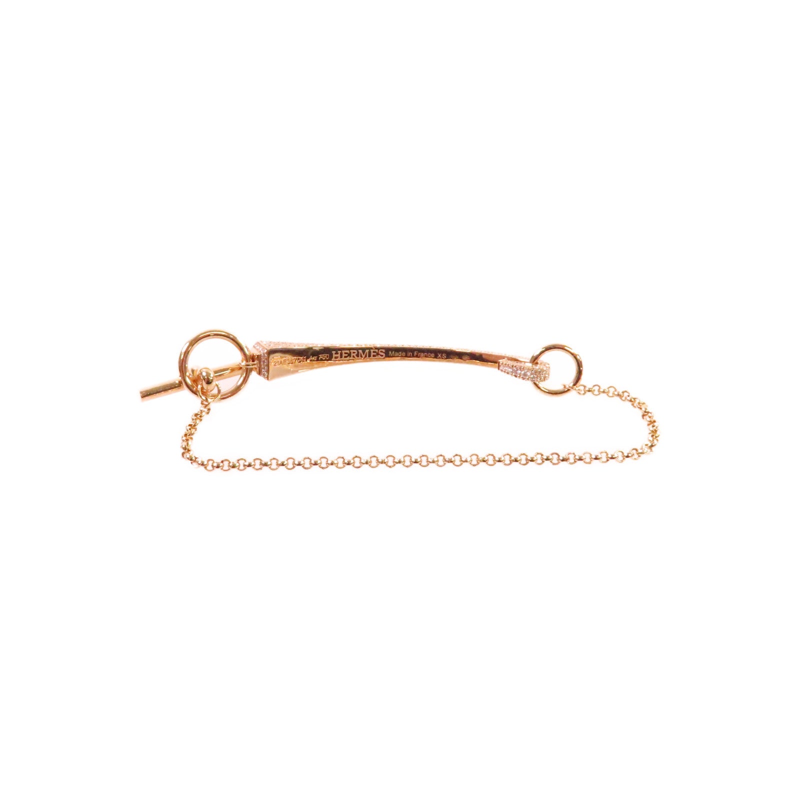 HERMES 18K玫瑰金1.27ct鑽石Clou De Forge Bracelet手鏈