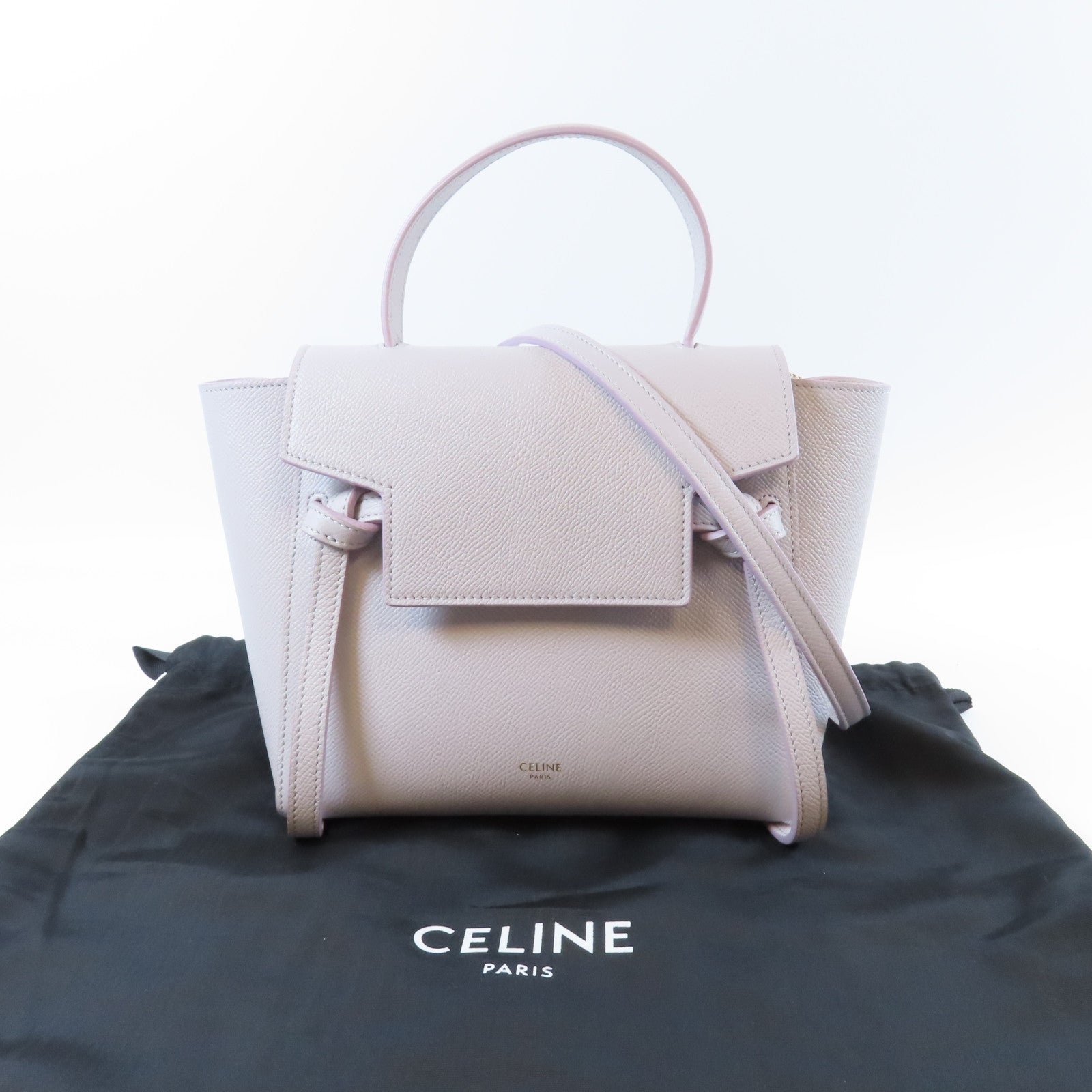 CELINE 牛皮皮革Nano Belt Bag金扣手挽肩背兩用袋紫色
