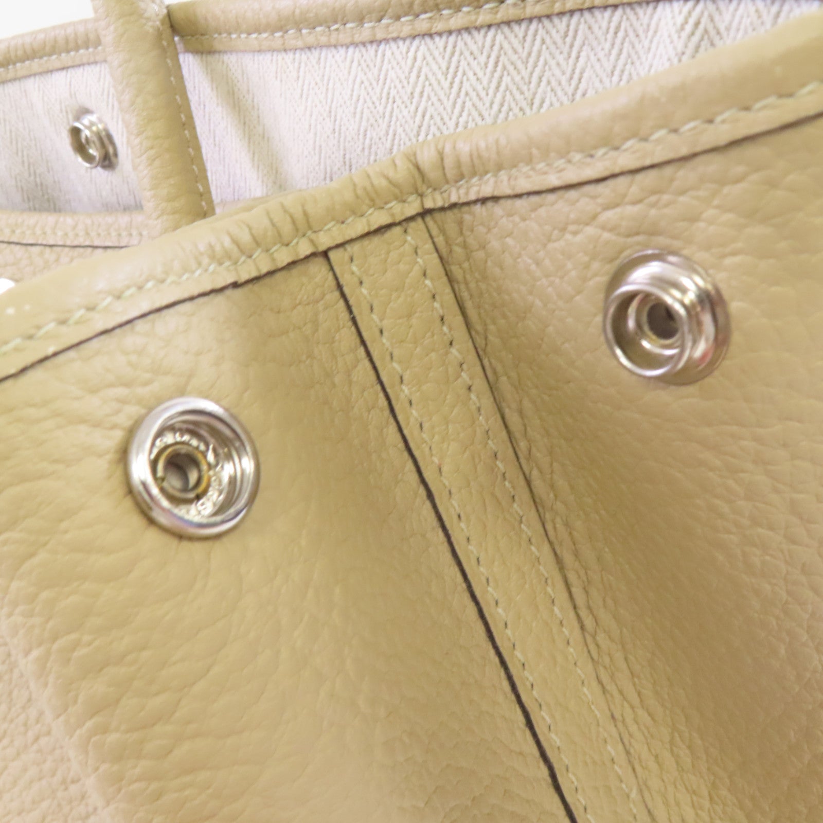 HERMES Country皮革Garden Party PM Tote Bag銀扣手挽袋Trench/奶茶色