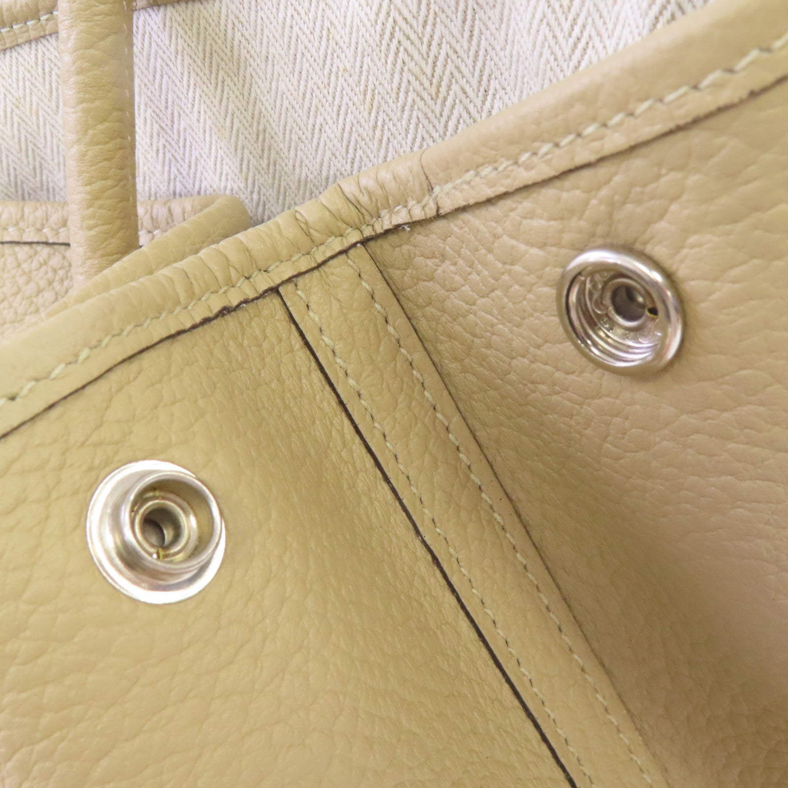 HERMES Country皮革Garden Party PM Tote Bag銀扣手挽袋Trench/奶茶色