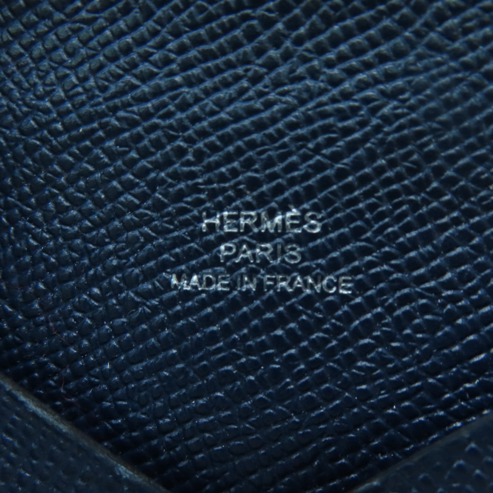 HERMES 【激減優惠】Epsom皮革Calvi Card Case銀扣卡片套Deep Blue深藍色