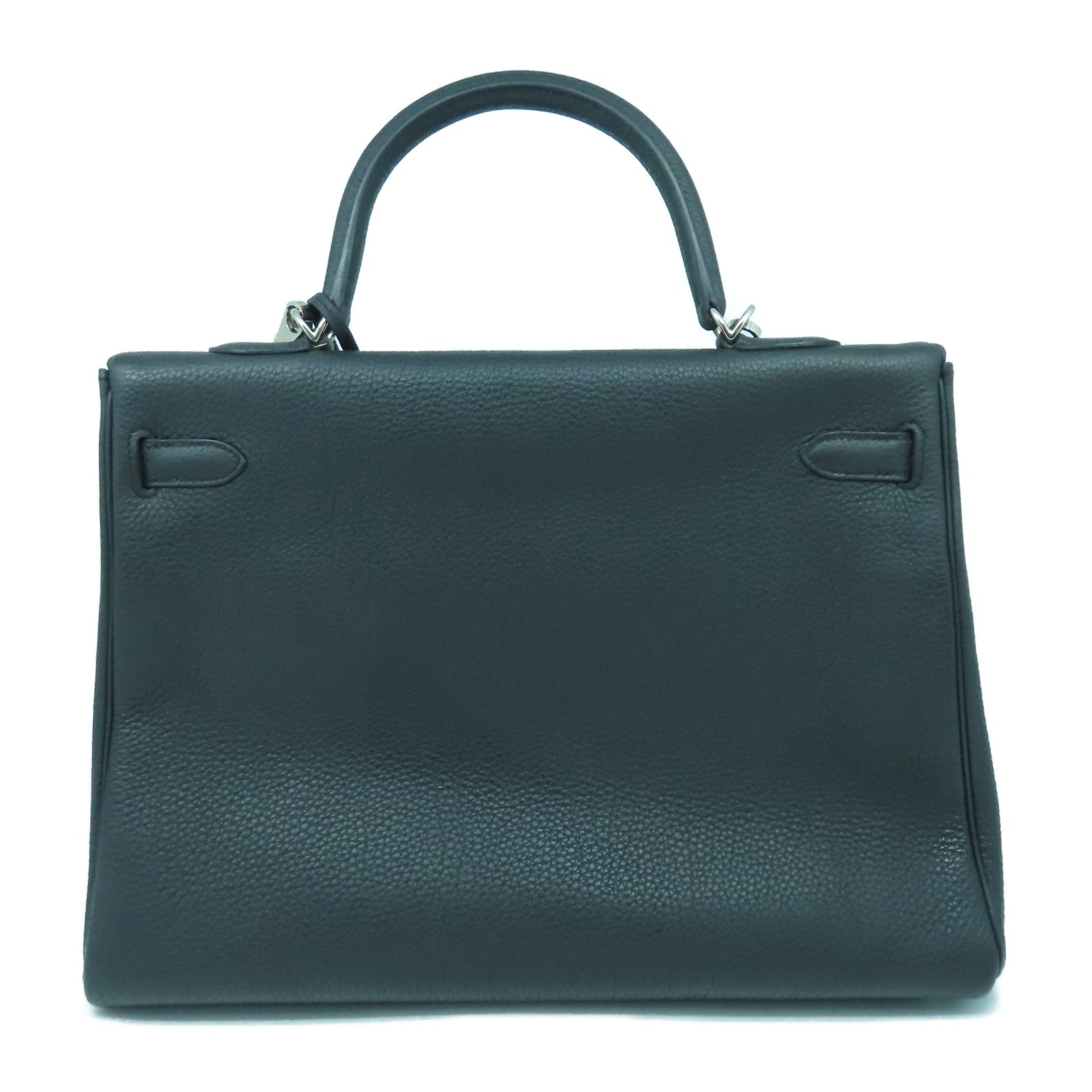 HERMES Togo皮革Kelly 35銀扣手挽肩背兩用袋Noir黑色