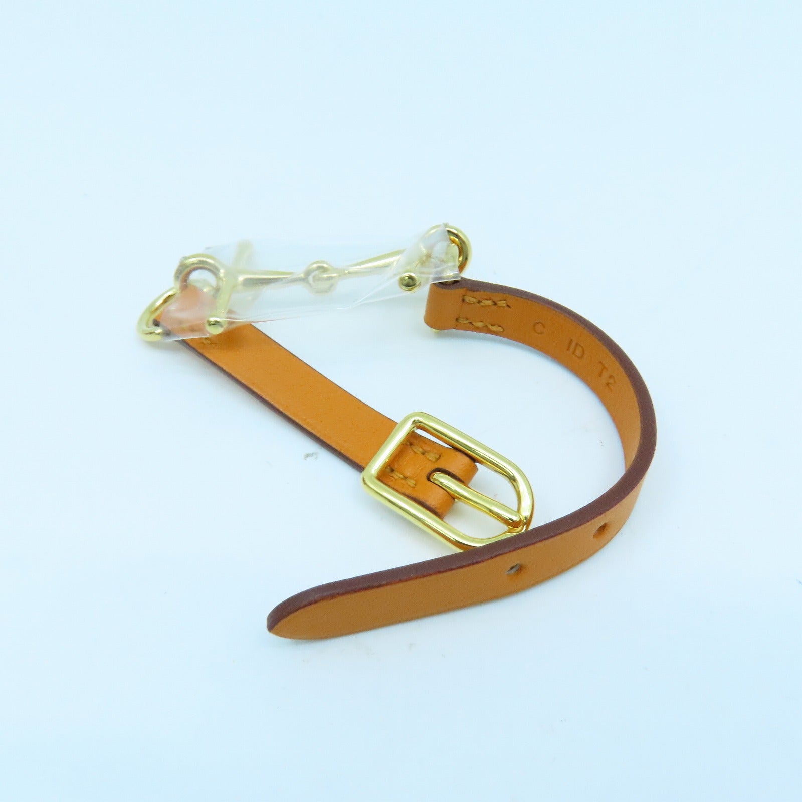 HERMES Swift Leather Snaffle Bit Bracelet Gold Buckle Bracelet Orange Orange