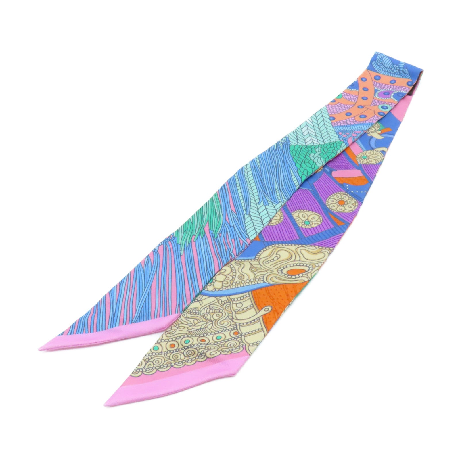 HERMES 絲質Twilly絲巾彩色