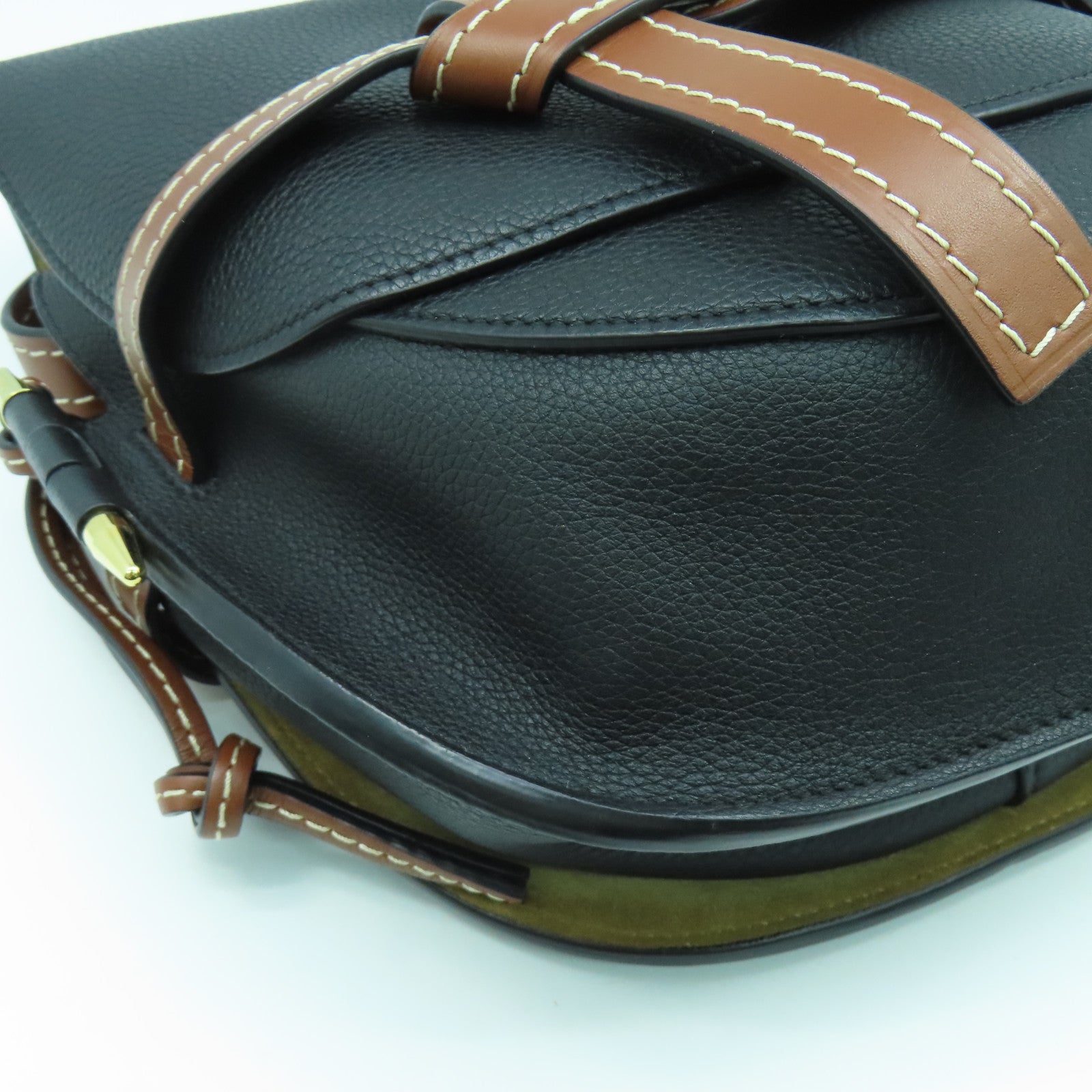 LOEWE 【激減優惠】牛皮皮革Gate Small金扣肩背袋黑色/啡色