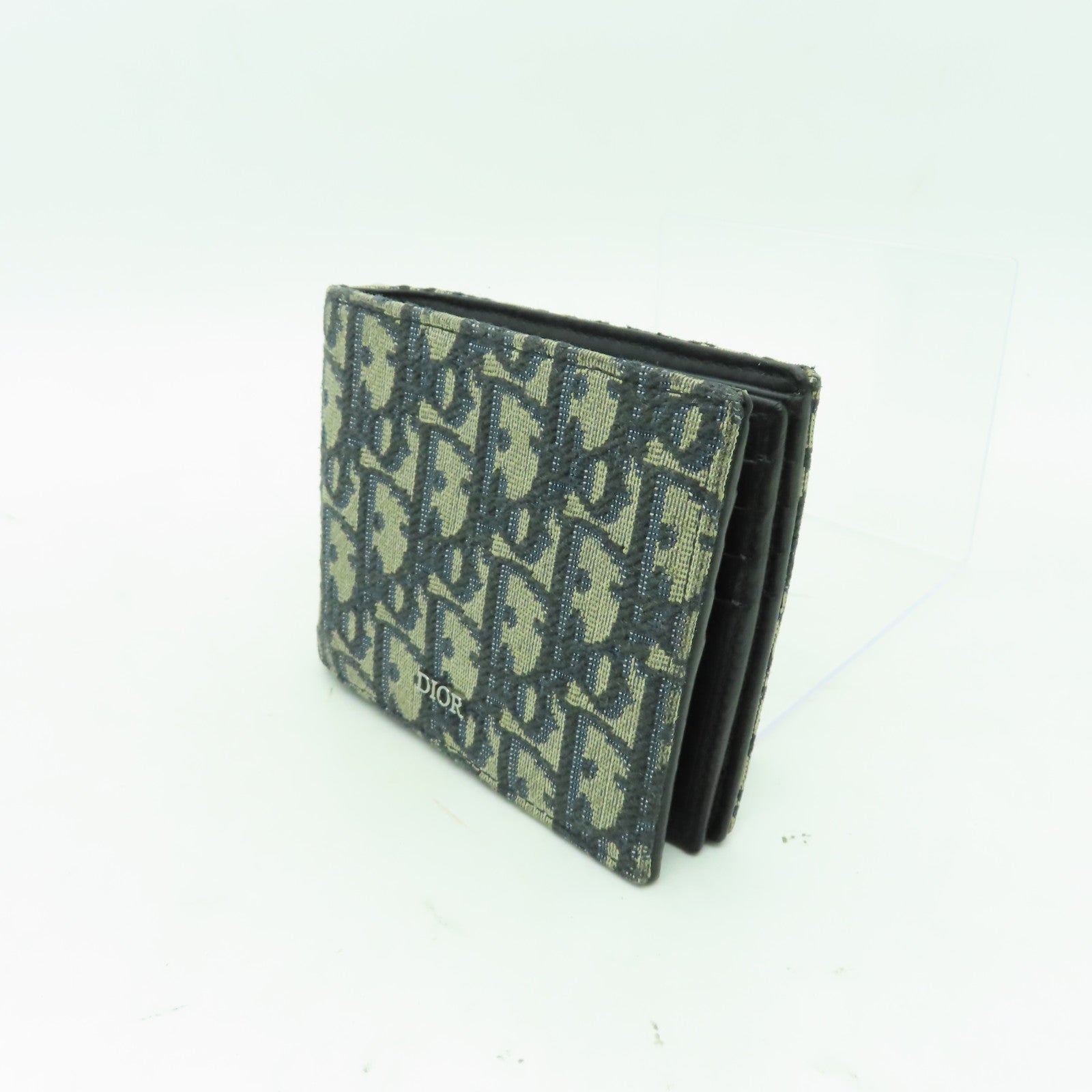 Dior 帆布Tri-Fold Compact Wallet錢包白色/藍色
