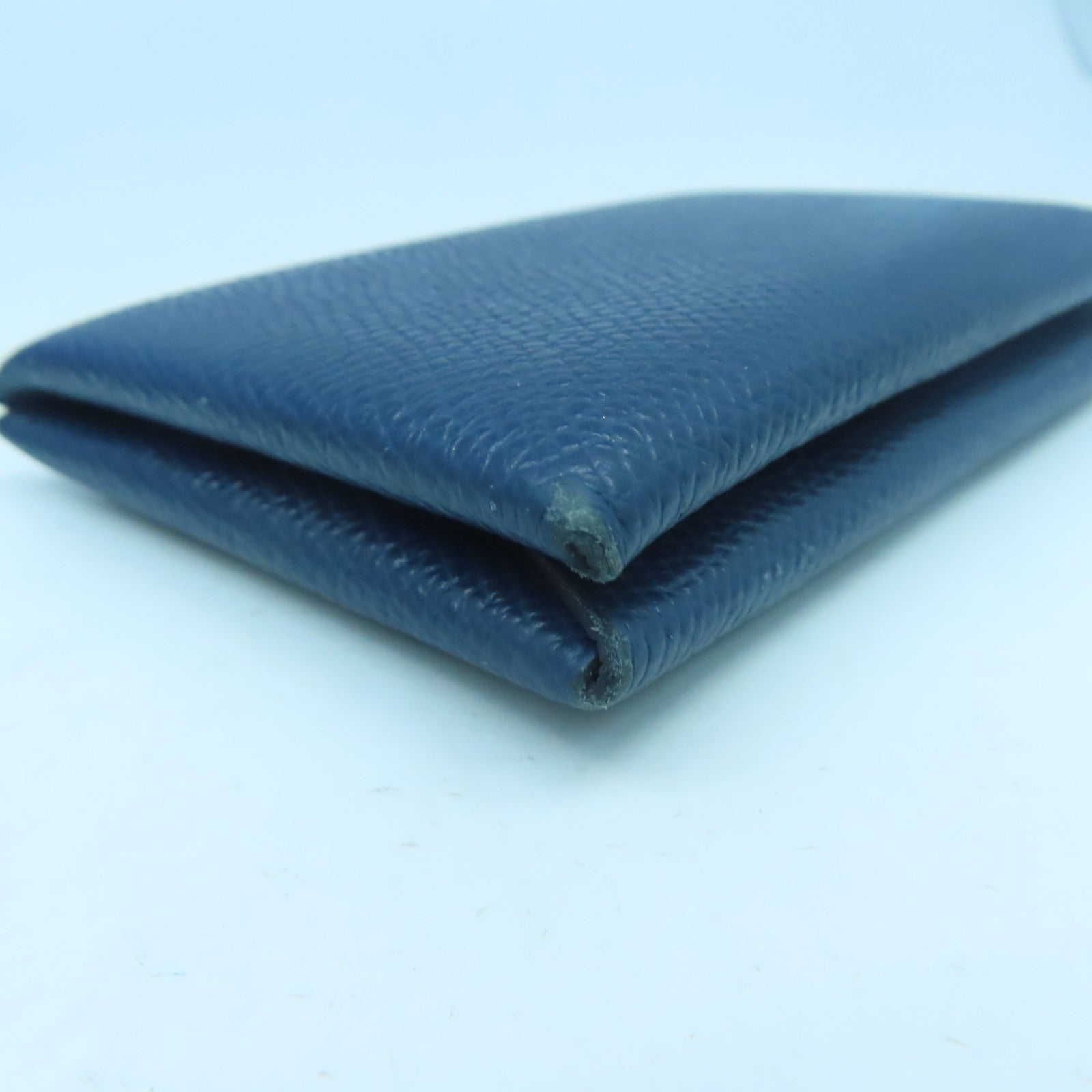HERMES 【激減優惠】Epsom皮革Calvi Card Case銀扣卡片套Deep Blue深藍色