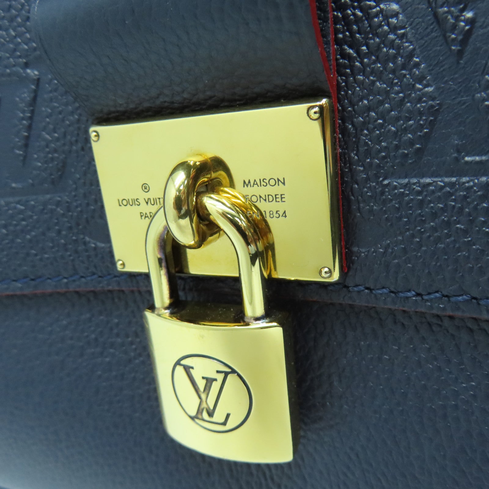 LOUIS VUITTON Monogram Empreinte Marignan金扣手挽肩背兩用袋藍色/紅色