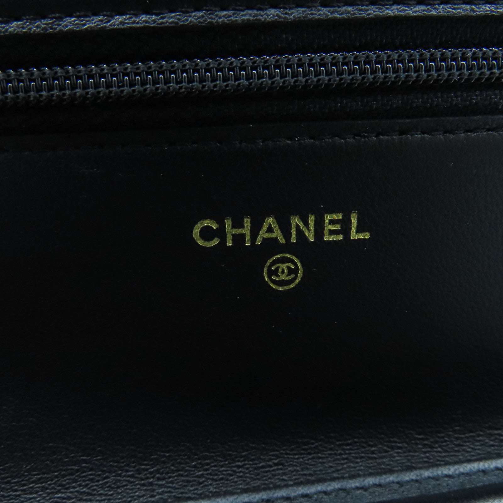CHANEL Sheepskin Leather Wallet On Chain Gold Buckle Chain Shoulder Bag Black