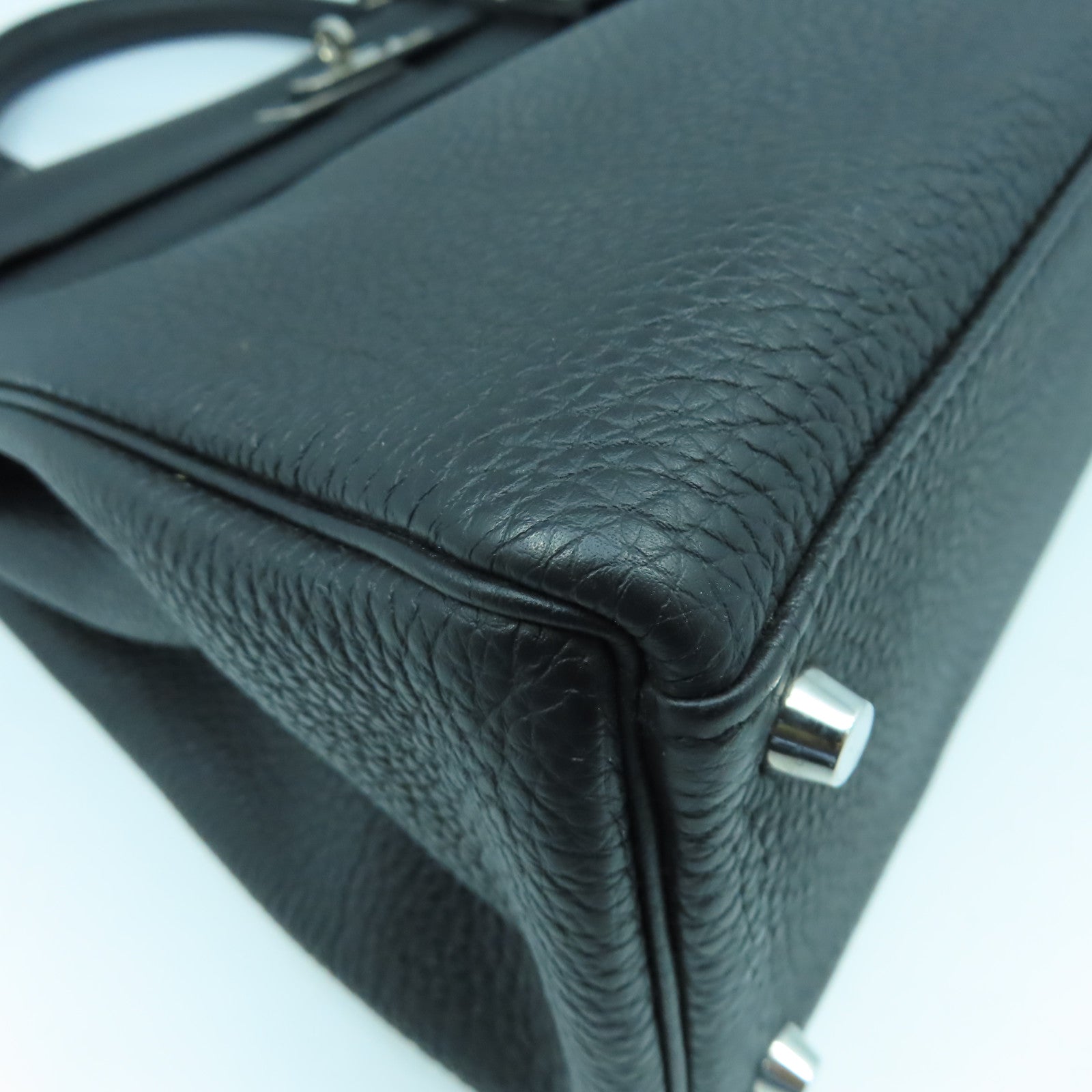 HERMES Togo皮革Kelly 35銀扣手挽肩背兩用袋Noir黑色