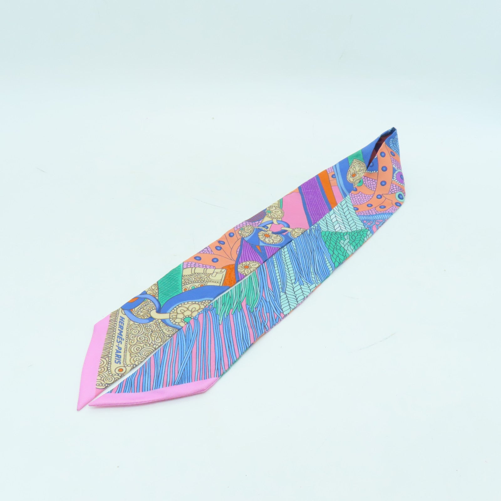 HERMES 絲質Twilly絲巾彩色