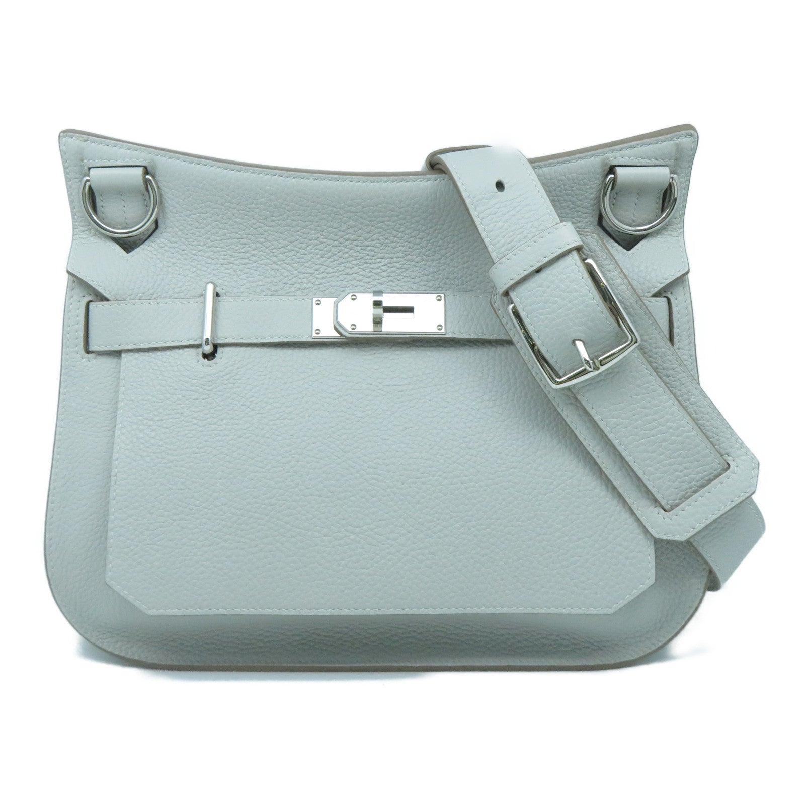 HERMES Clemence皮革Jypsiere 31銀扣肩背袋Gris Perle珍珠灰色