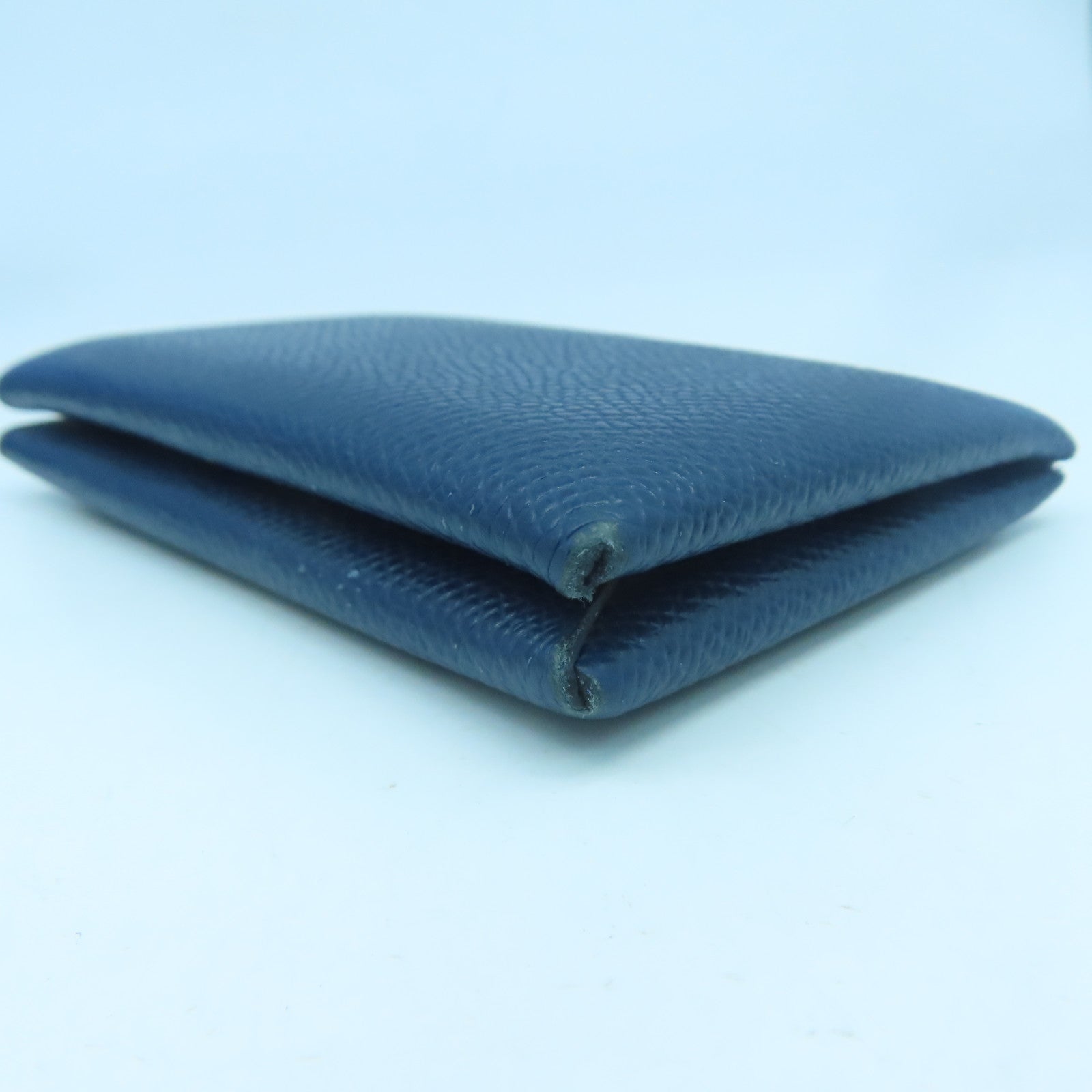 HERMES 【激減優惠】Epsom皮革Calvi Card Case銀扣卡片套Deep Blue深藍色