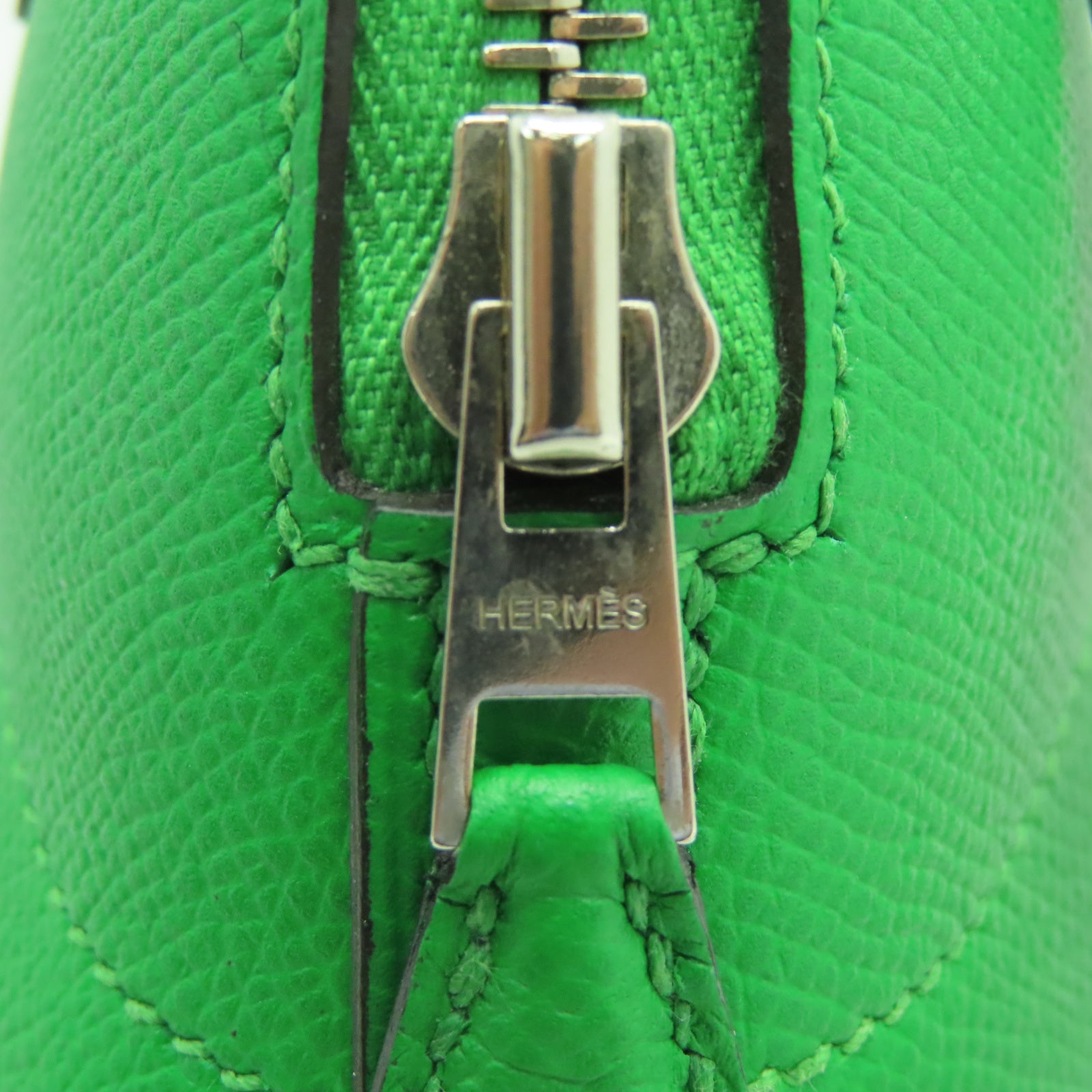 HERMES Epsom皮革Bolide 27銀扣手挽肩背兩用袋綠色