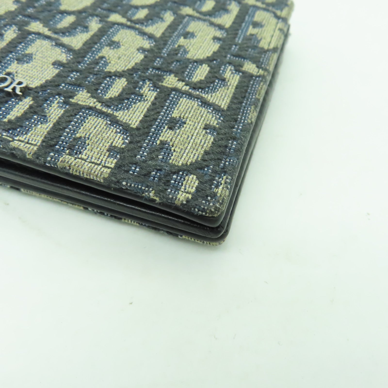 Dior 帆布Tri-Fold Compact Wallet錢包白色/藍色